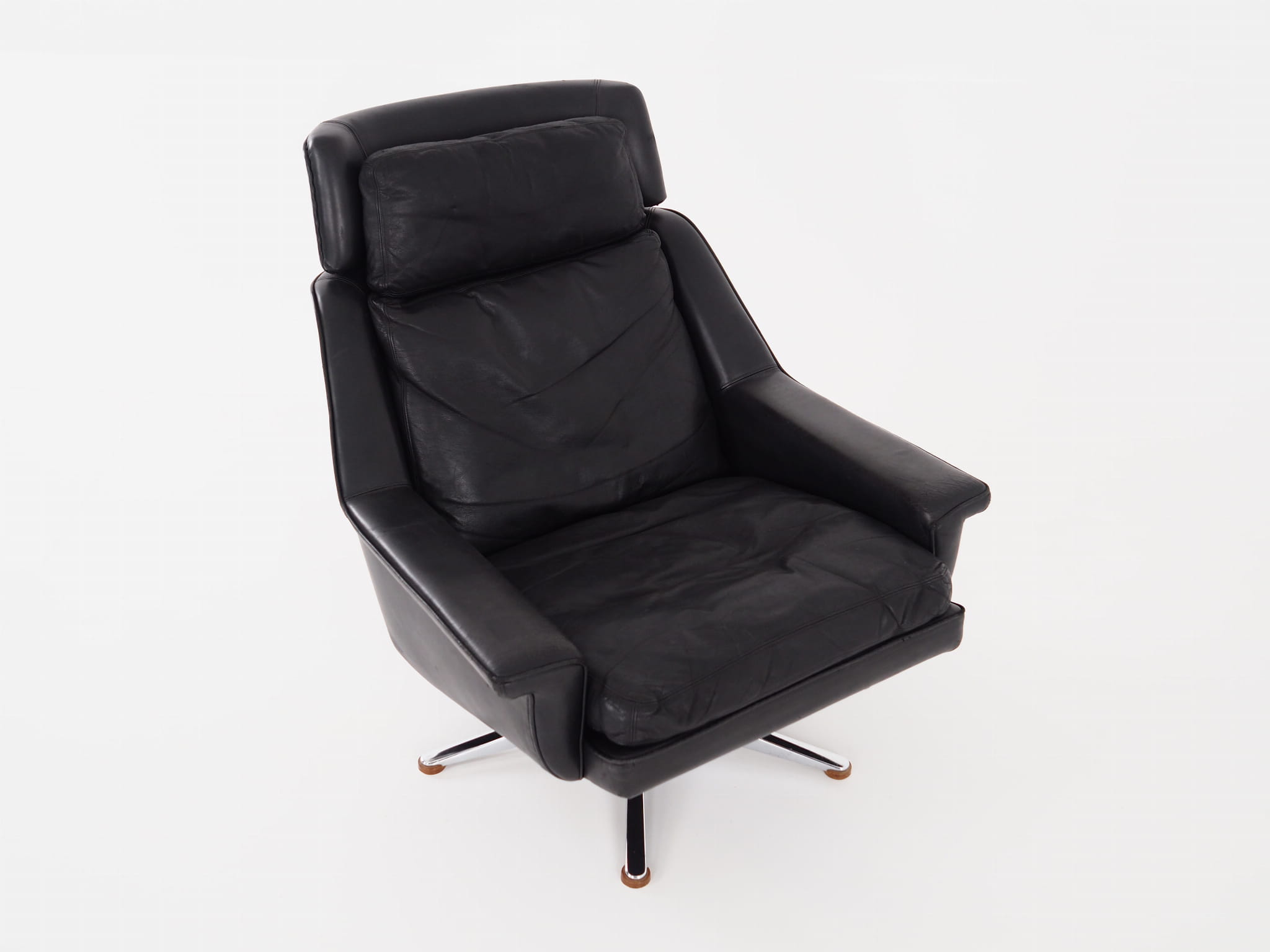Vintage office chair leather black 1970s