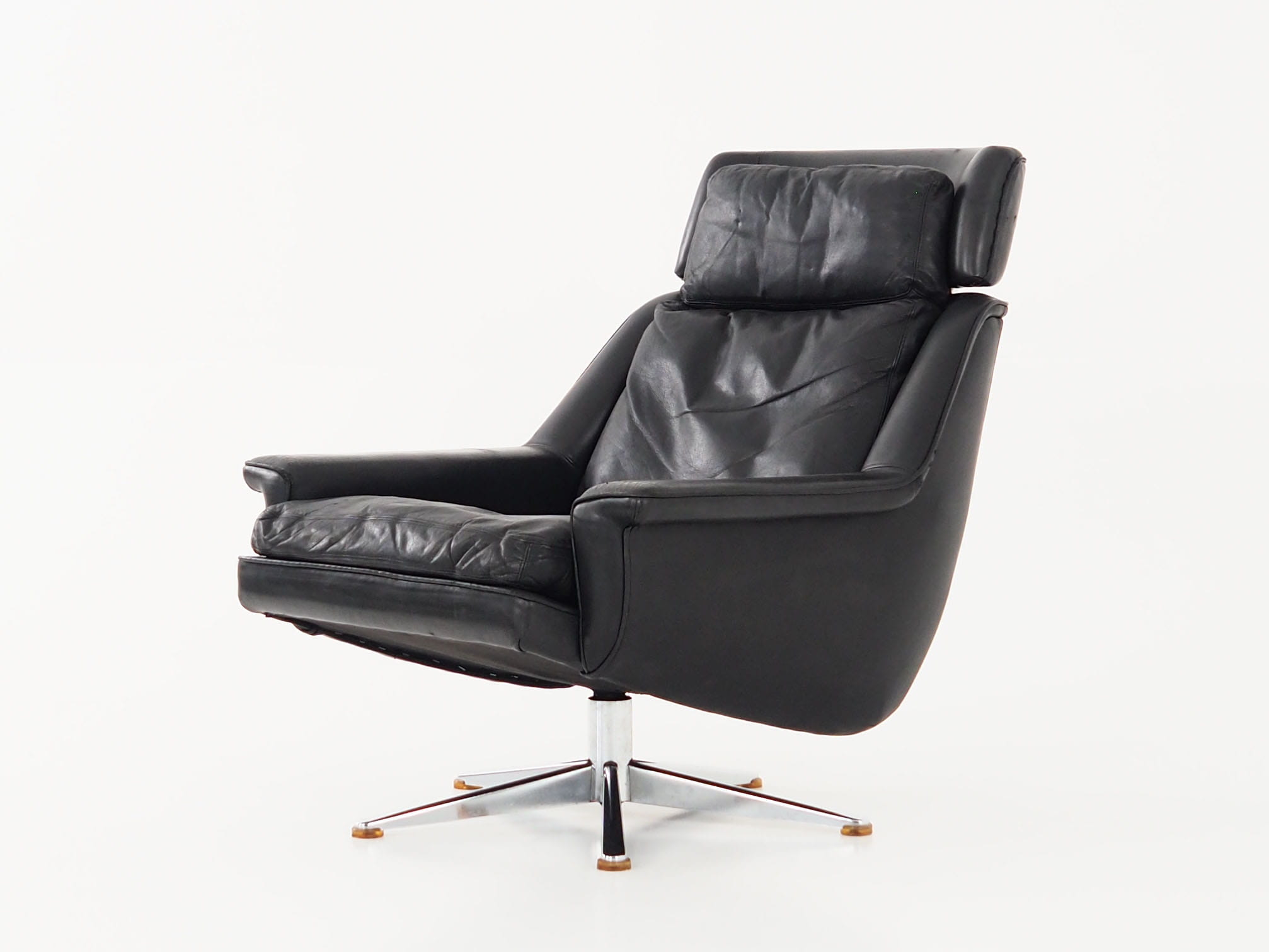 Vintage office chair leather black 1970s