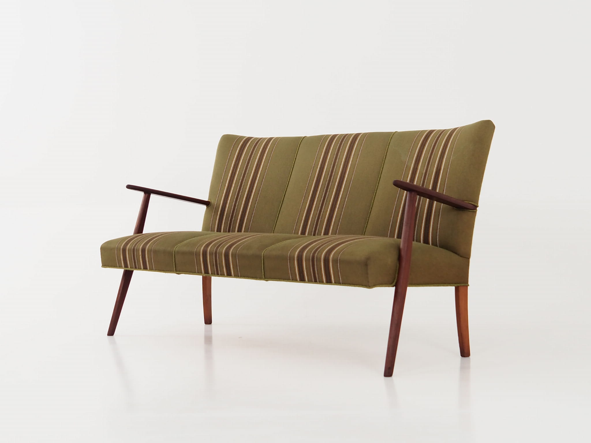 Vintage Sofa Teak wood Textile Green 1960s