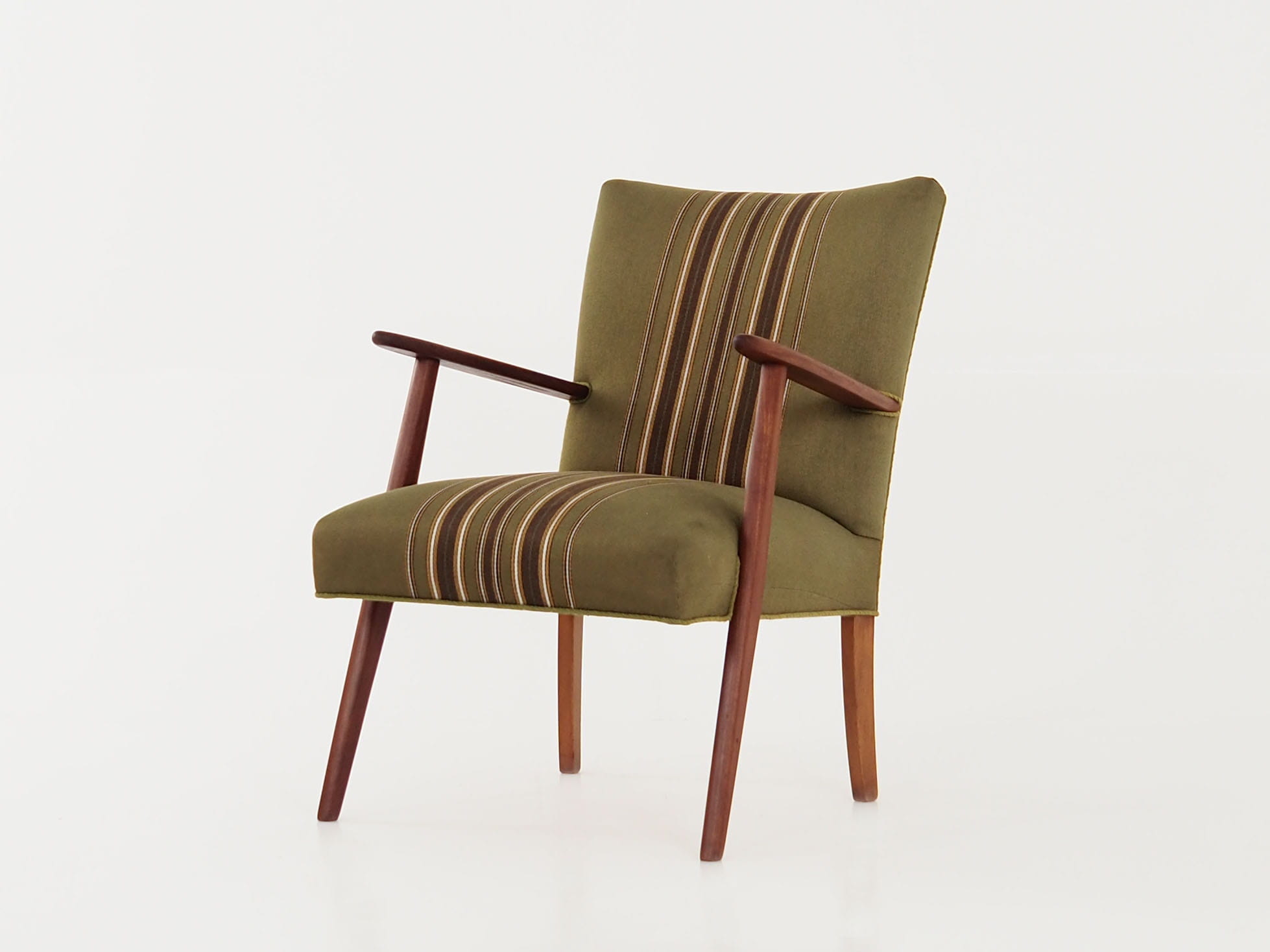 Vintage chair teak wood textile green 1960s