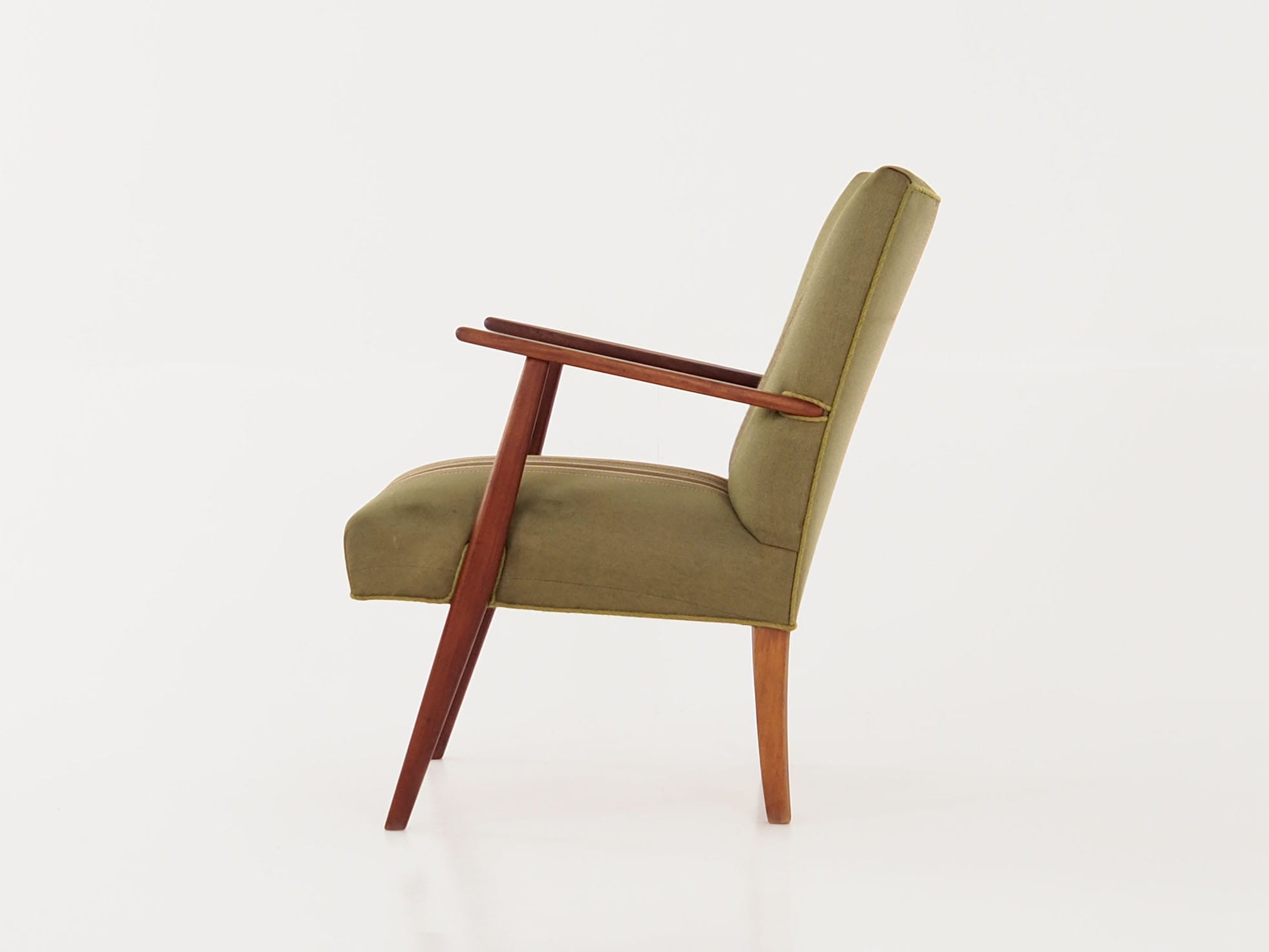 Vintage chair teak wood textile green 1960s