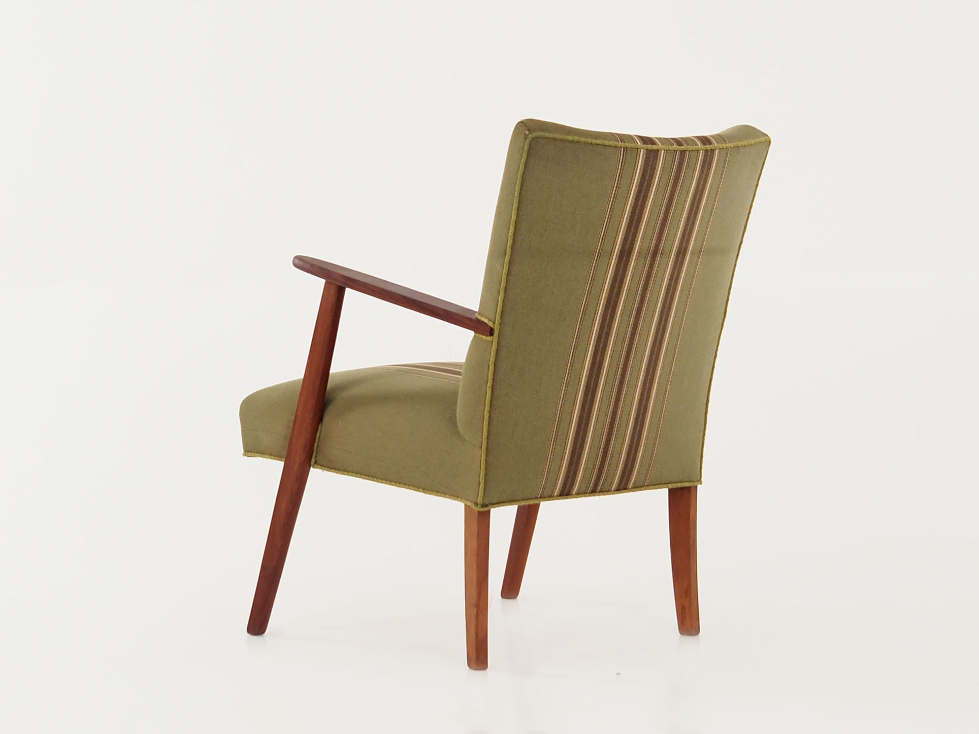 Vintage Chair Teak Wood Textile Green 1960s