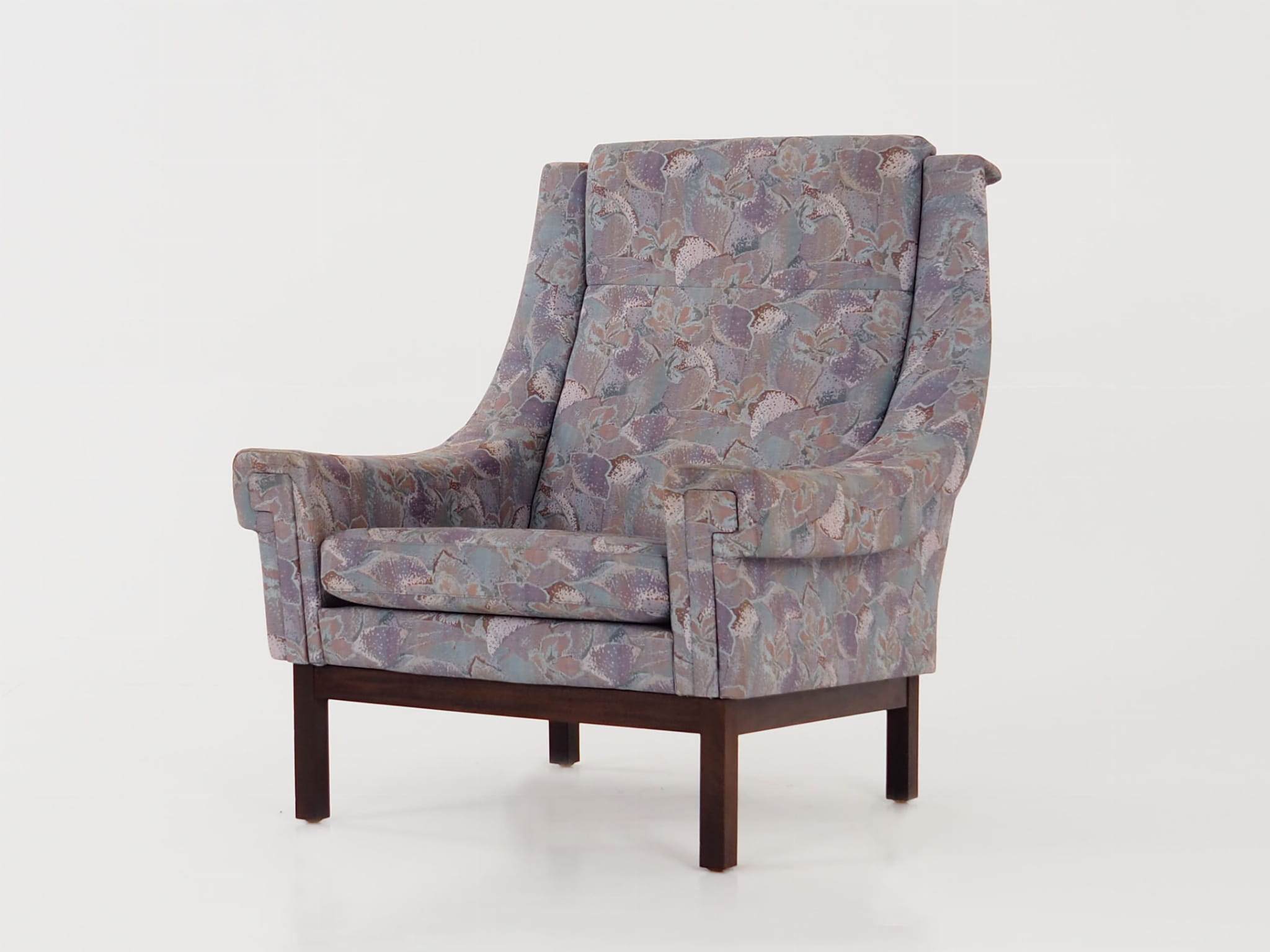 Vintage armchair beech wood textile violet 1960s