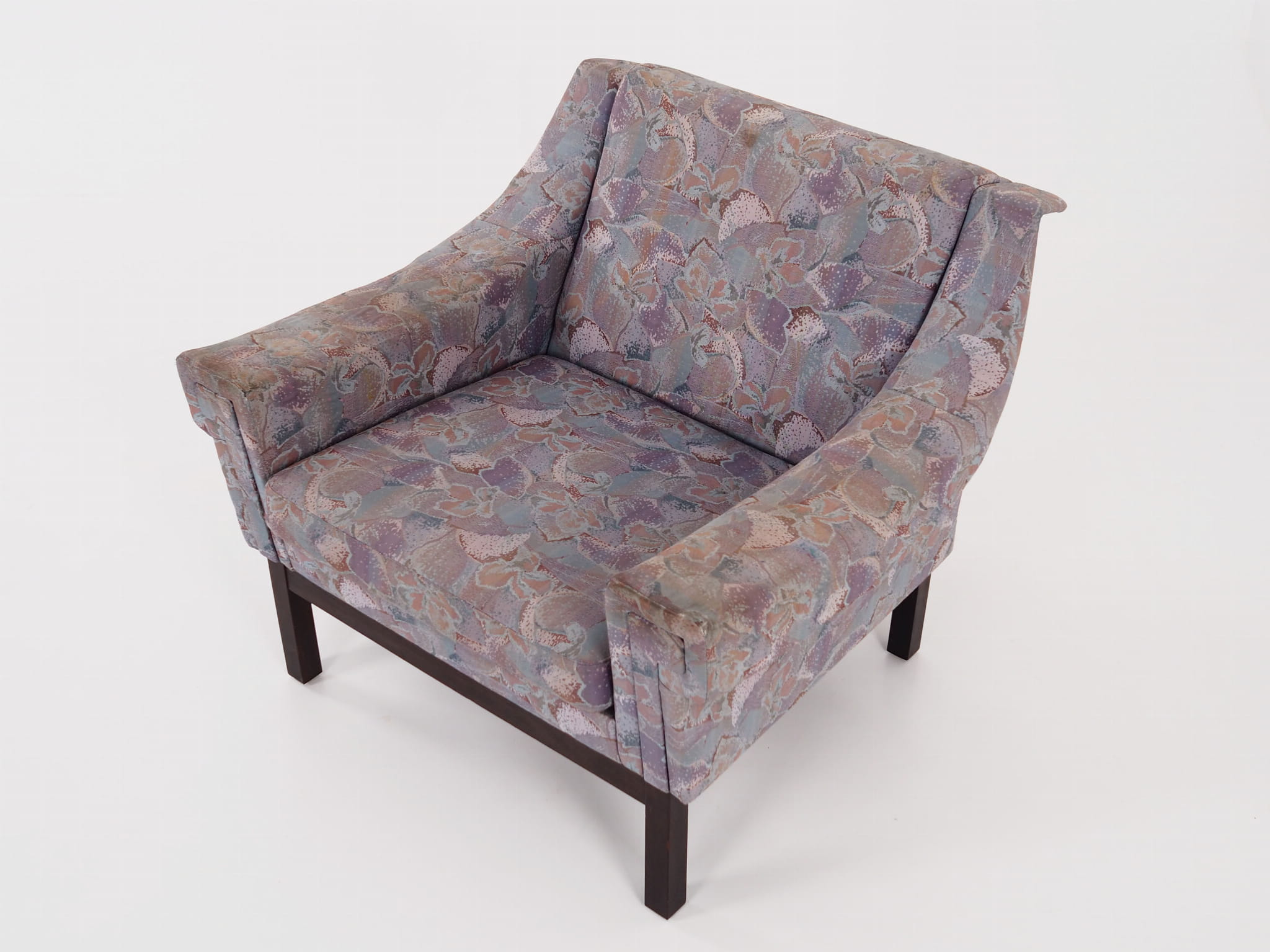Vintage armchair beech wood textile violet 1960s