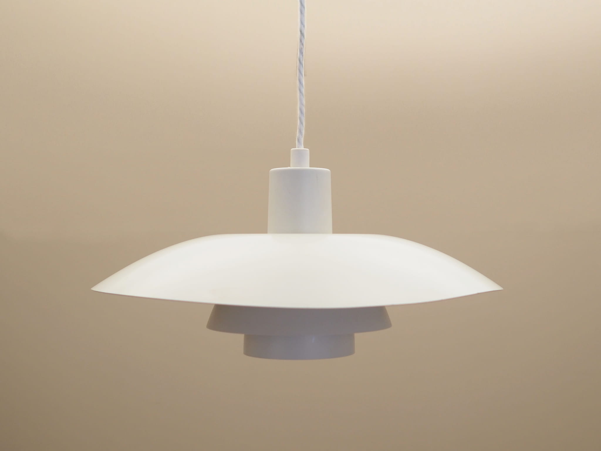 Vintage Pendant Lamp Metal White 1960s