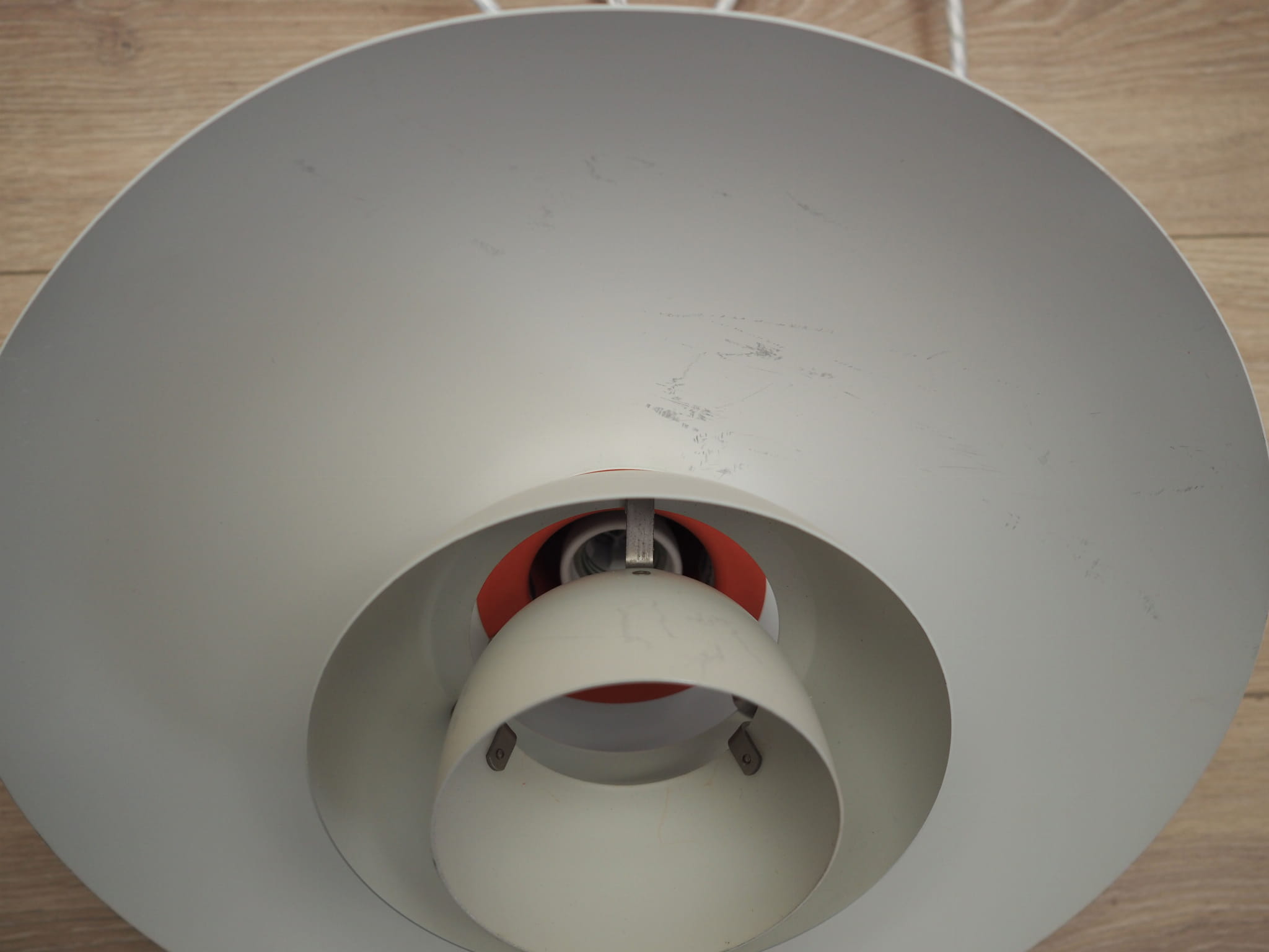 Vintage Pendant Lamp Metal White 1960s