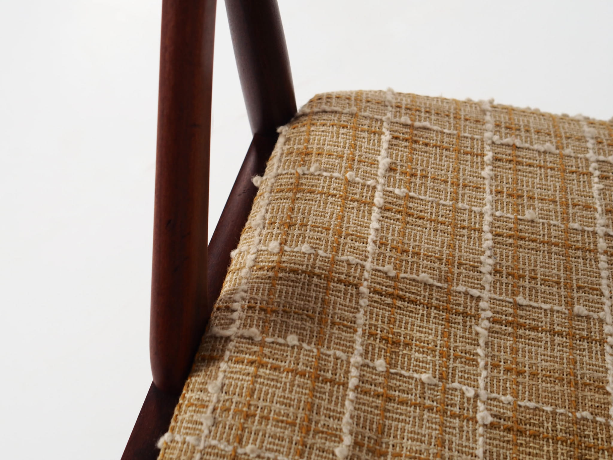 4x Vintage chair teak wood textile beige 1970s