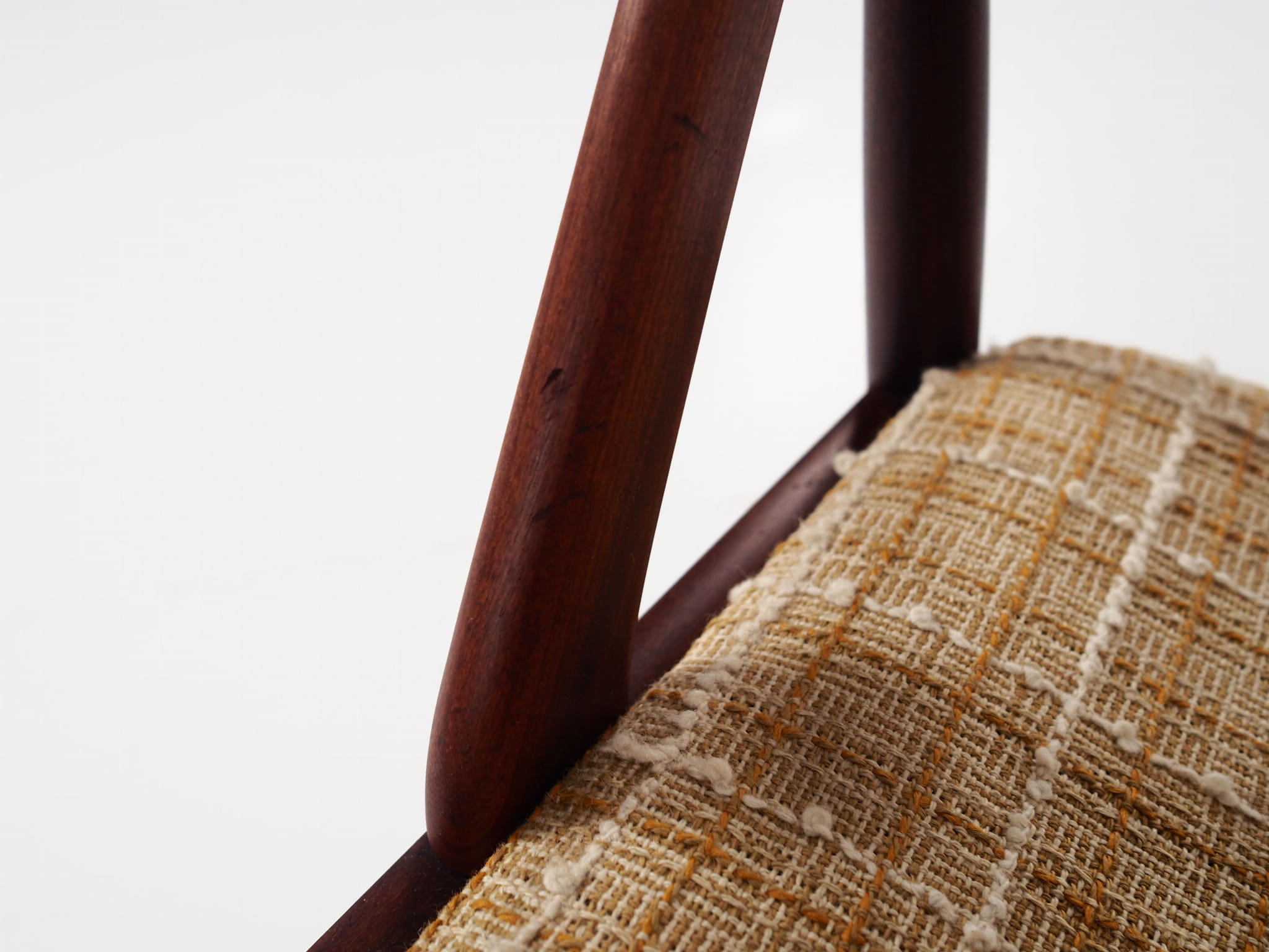 4x Sedie Vintage Teak Tessuto Beige Anni '70