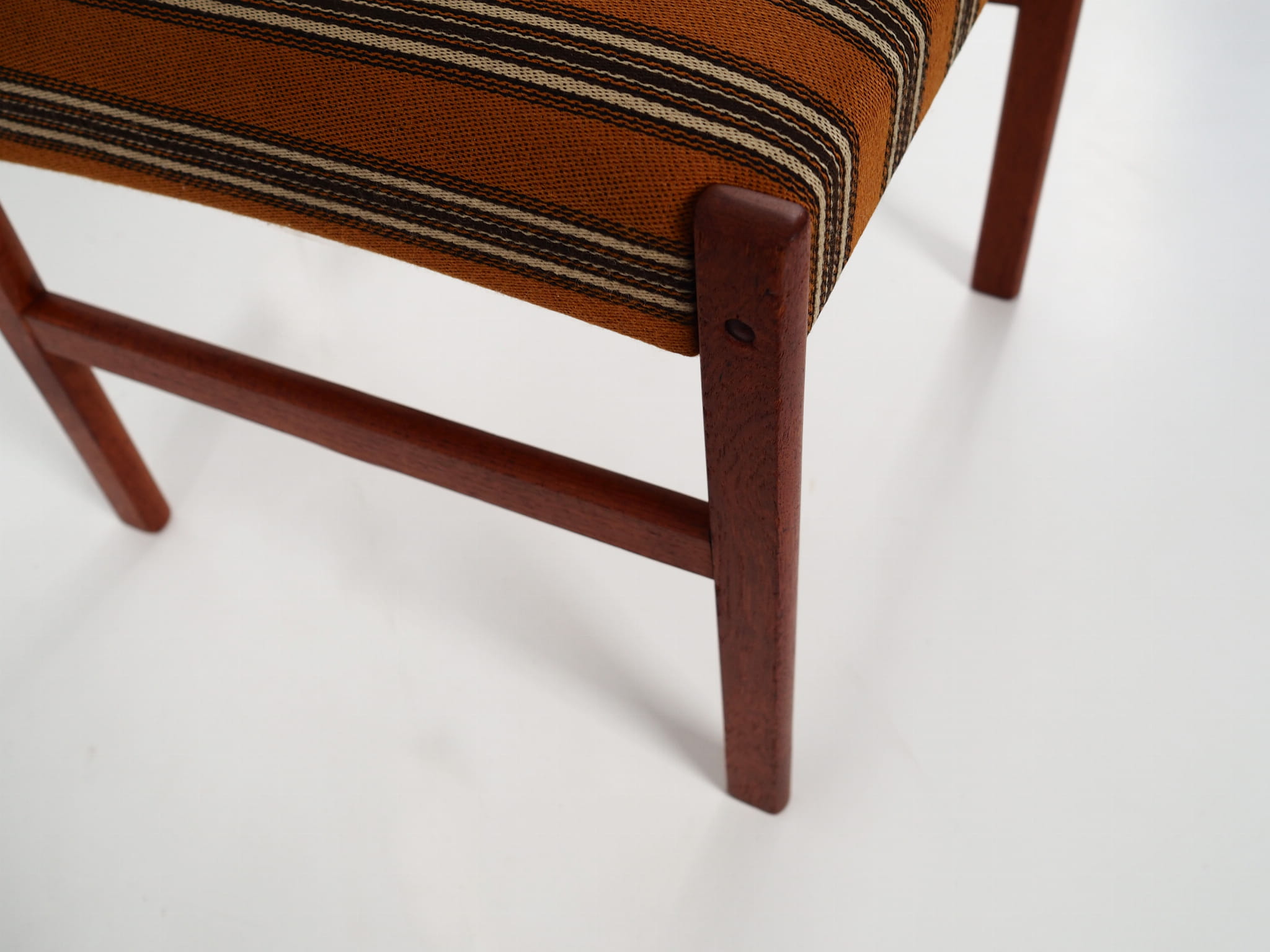 6x Vintage Chair Teak Wood Textile Brown 1970s