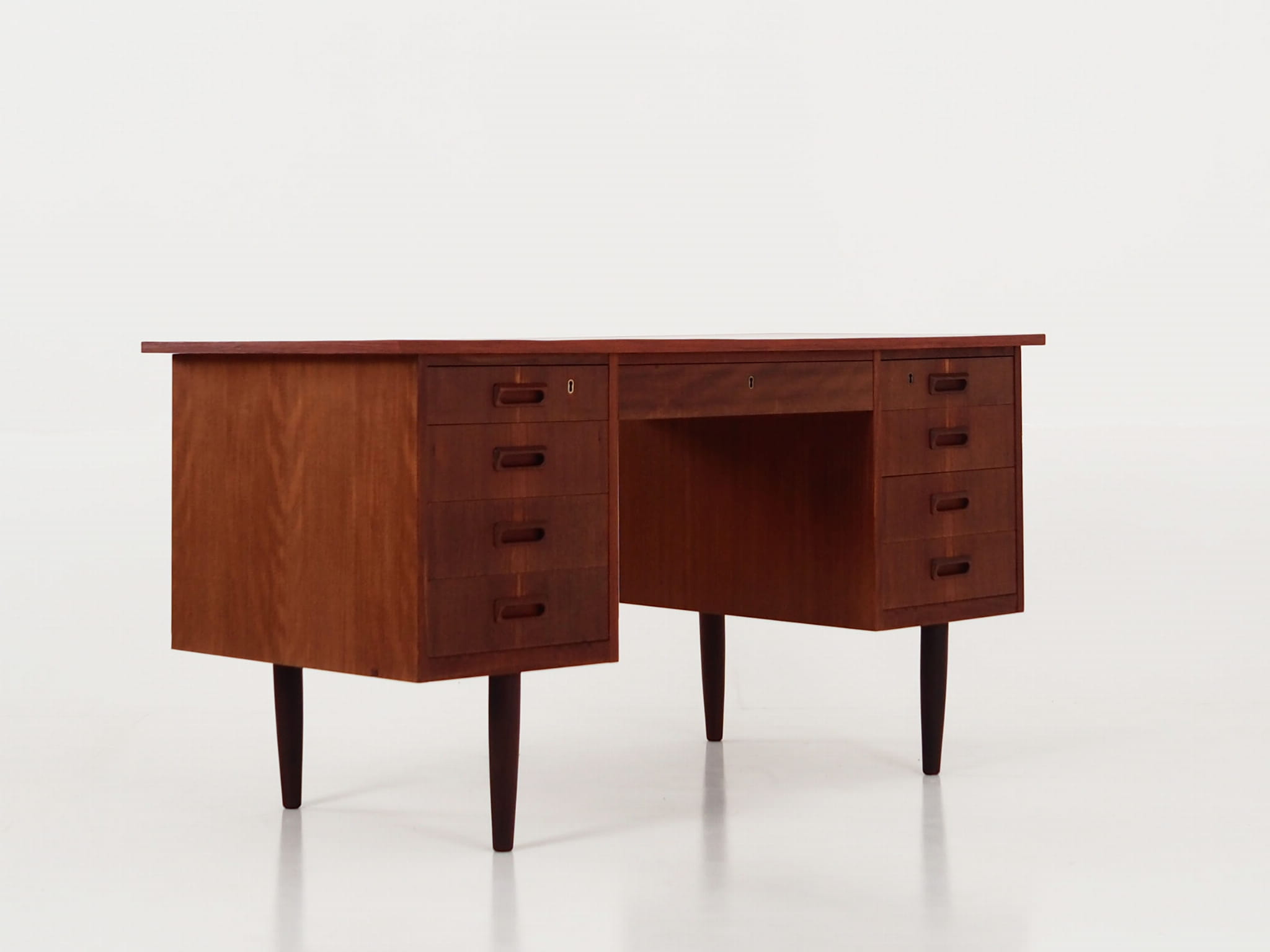 Vintage Schreibtisch Teakholz Braun 1970er Jahre