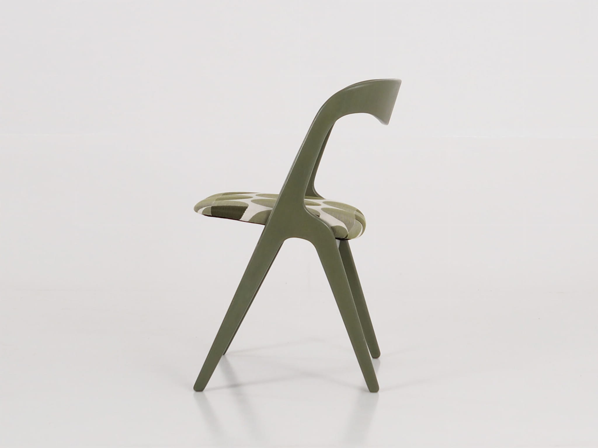 Vintage Chair Wood Fabric Green 1970s