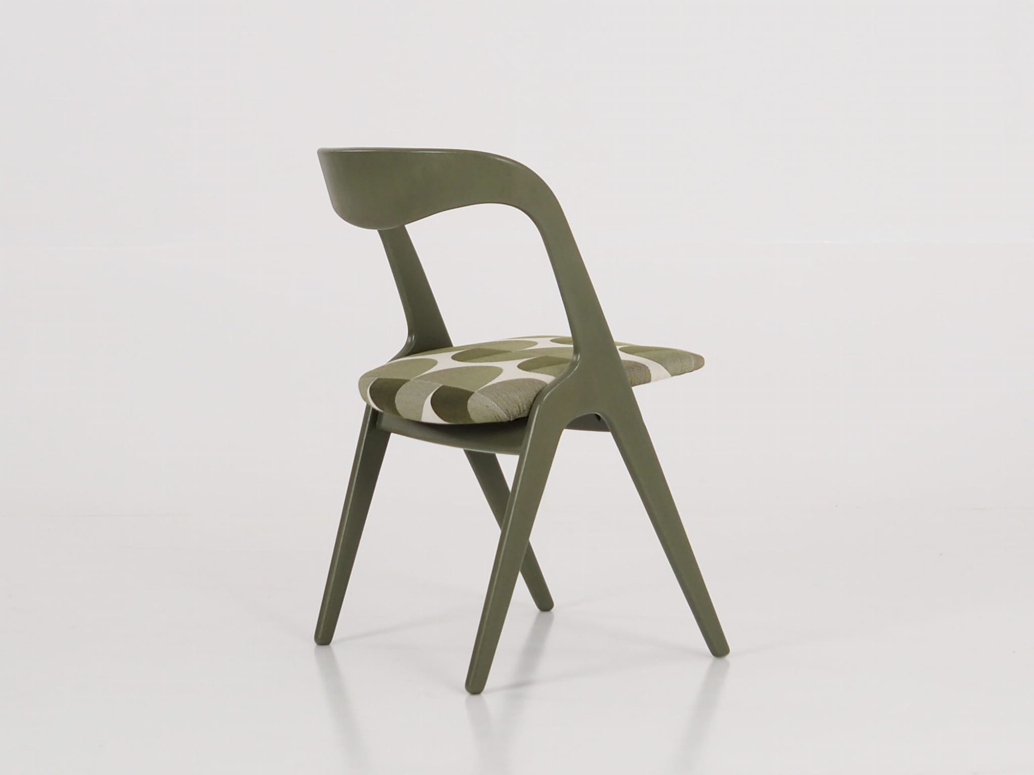Vintage Chair Wood Fabric Green 1970s
