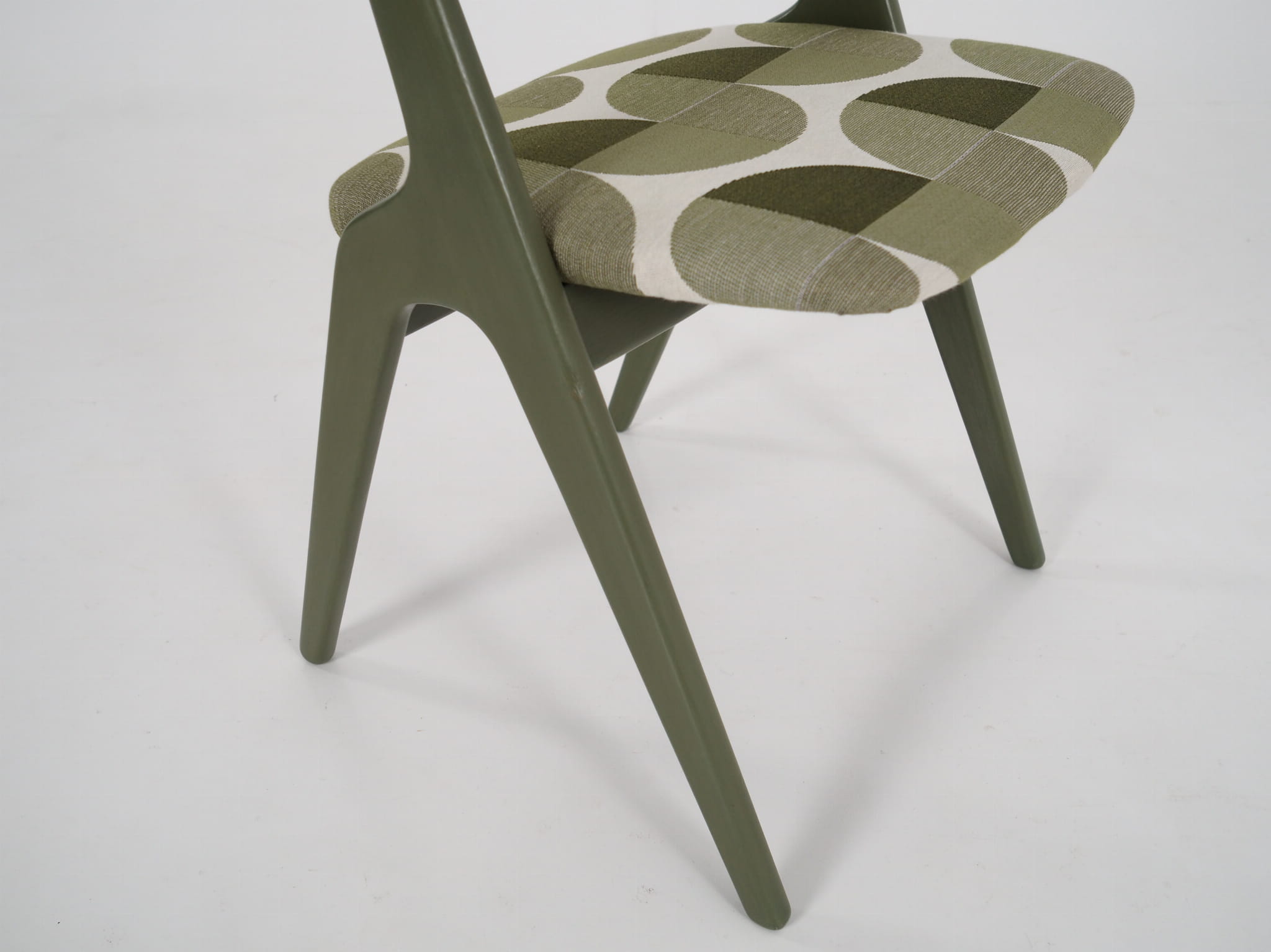 Vintage Chair Wood Fabric Green 1970s