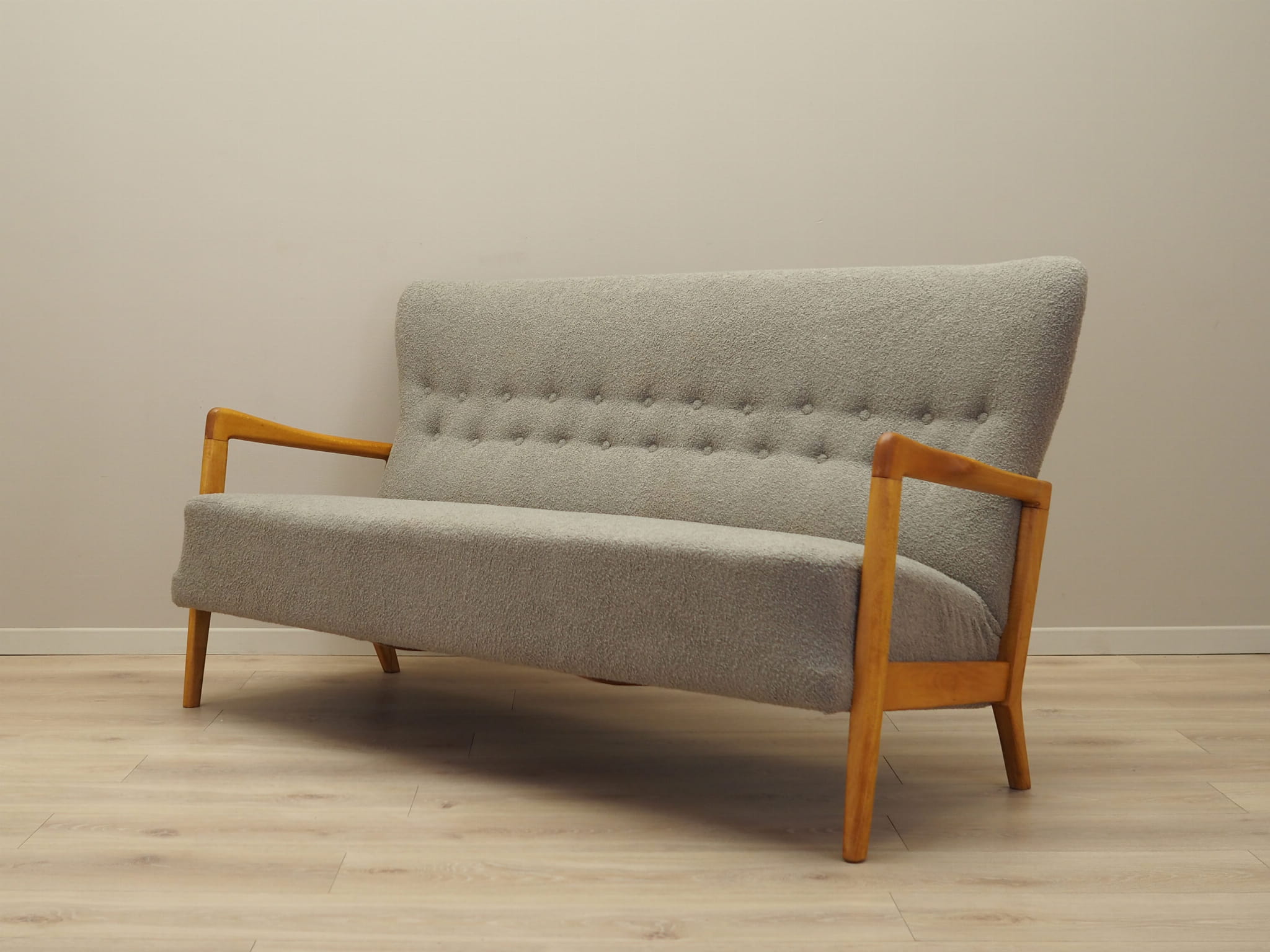 Vintage Sofa Beech wood Textile Grey 1960s