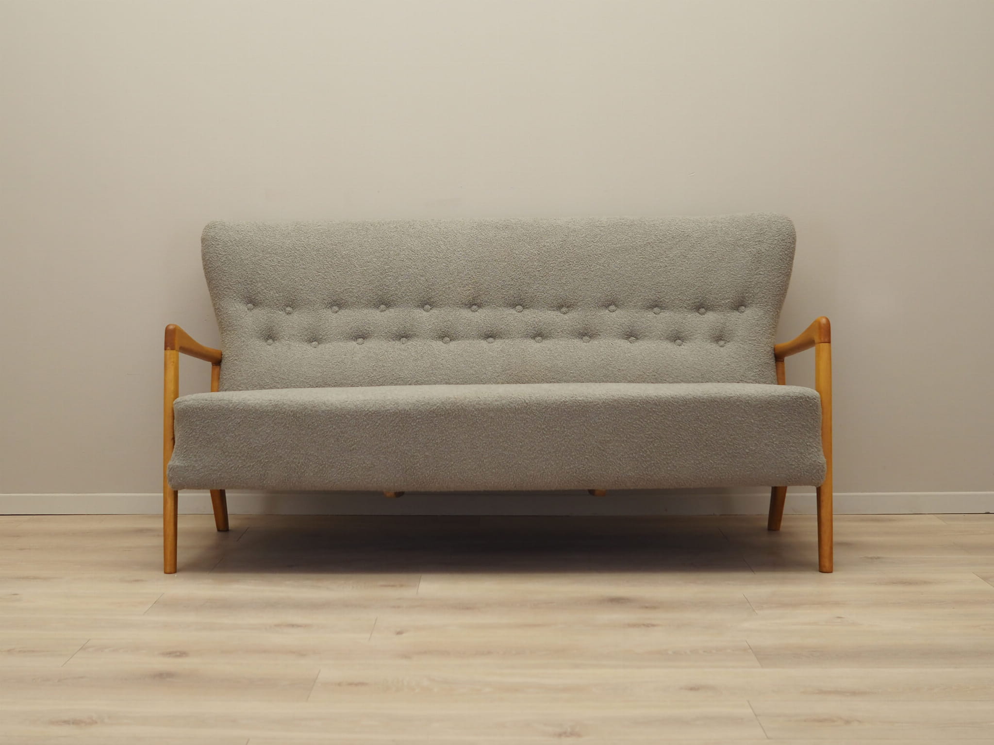 Vintage Sofa Beech wood Textile Grey 1960s