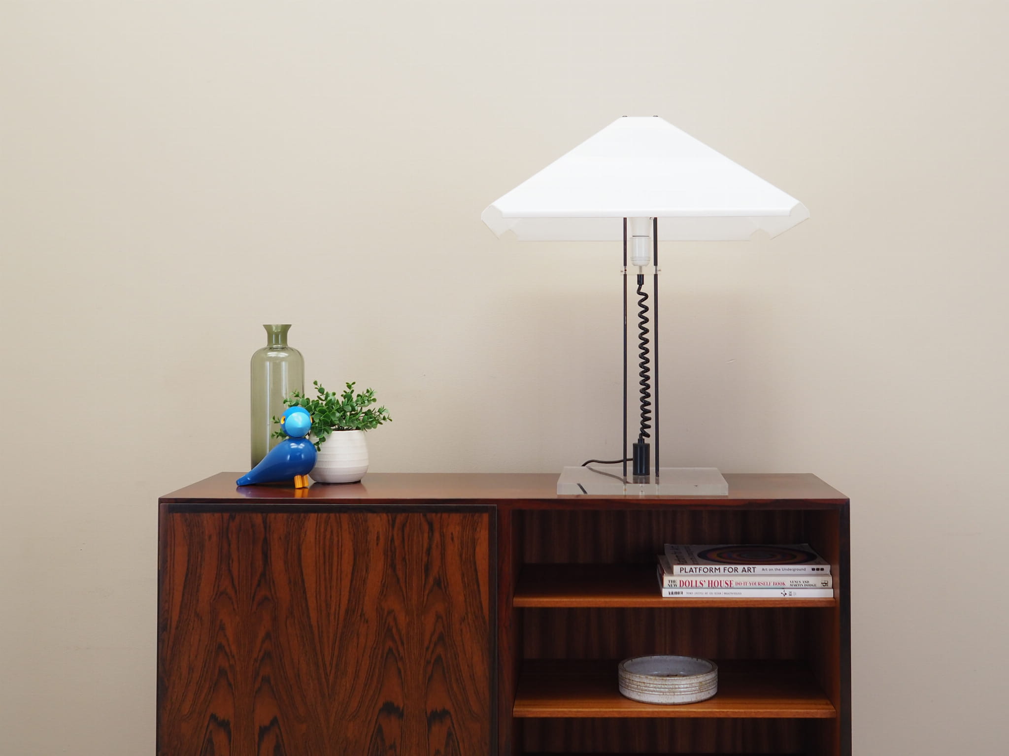 Table lamp Plastic Metal White 1970s