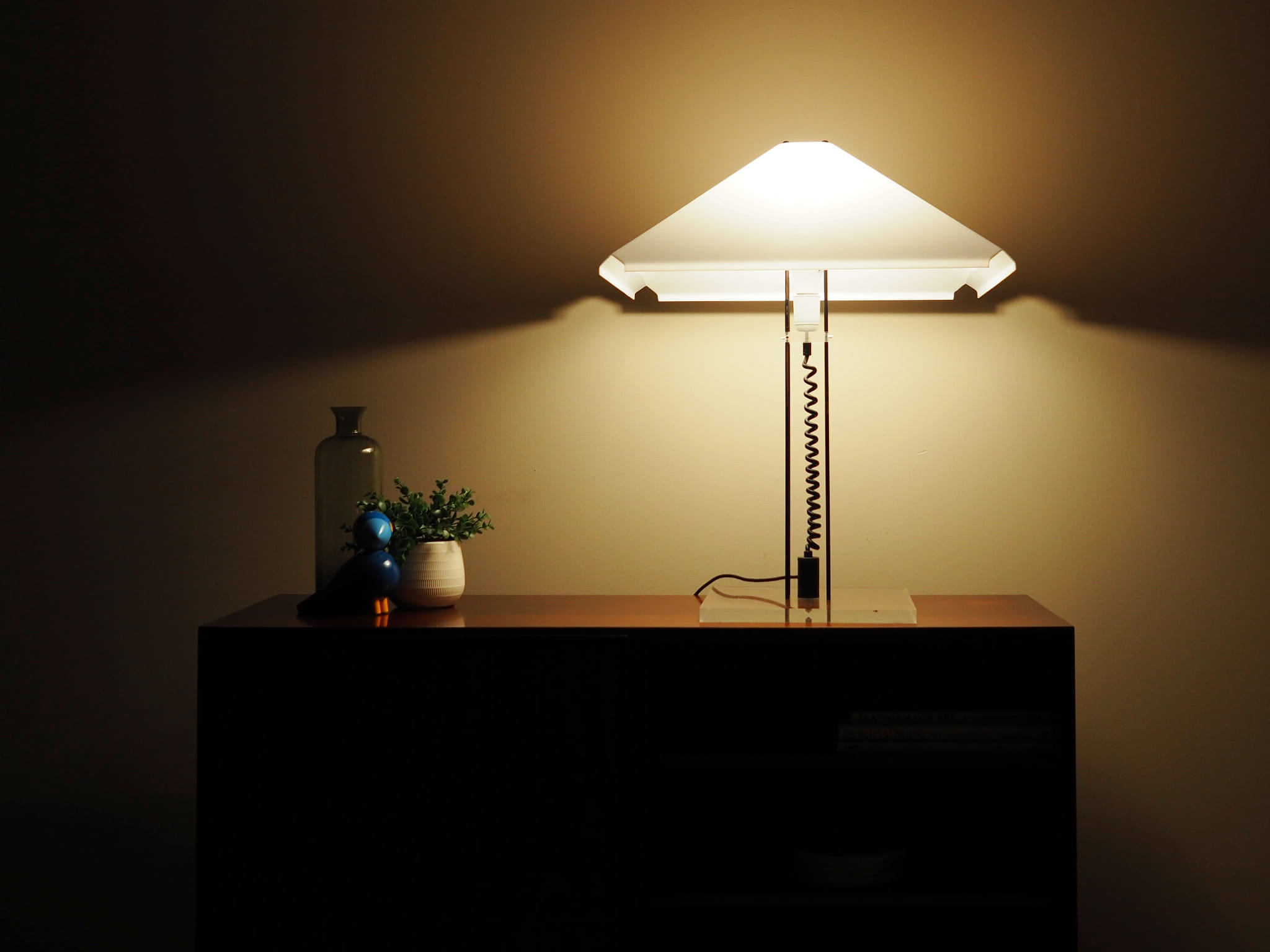 Table lamp Plastic Metal White 1970s