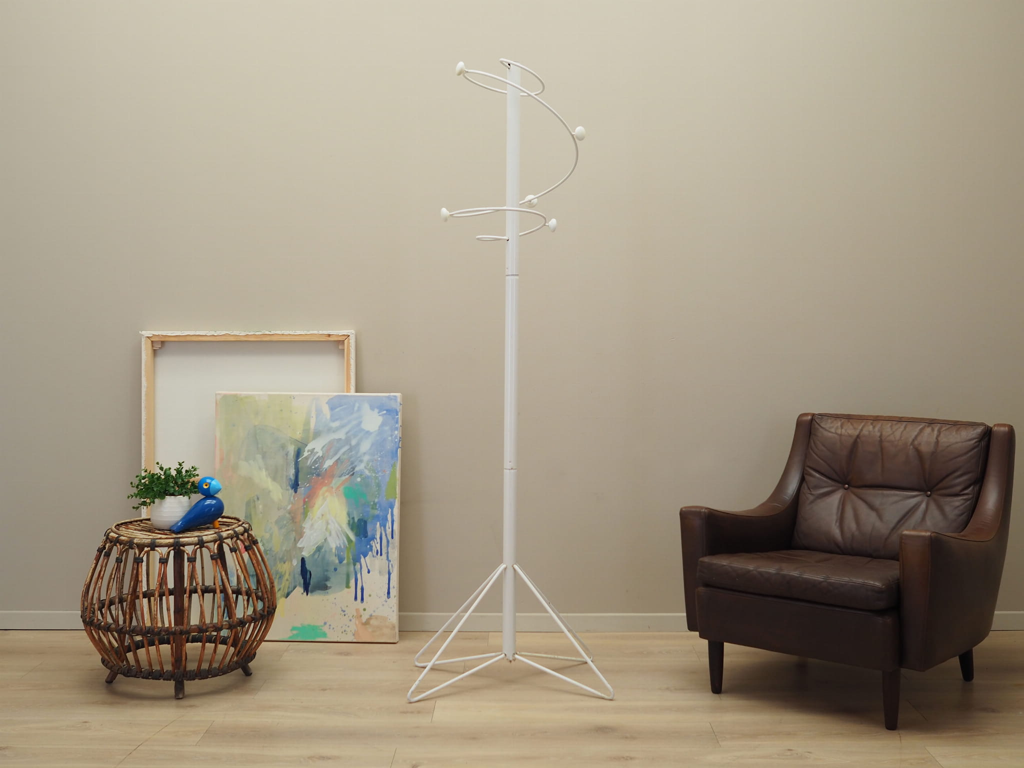 Vintage coat rack metal white 1970s