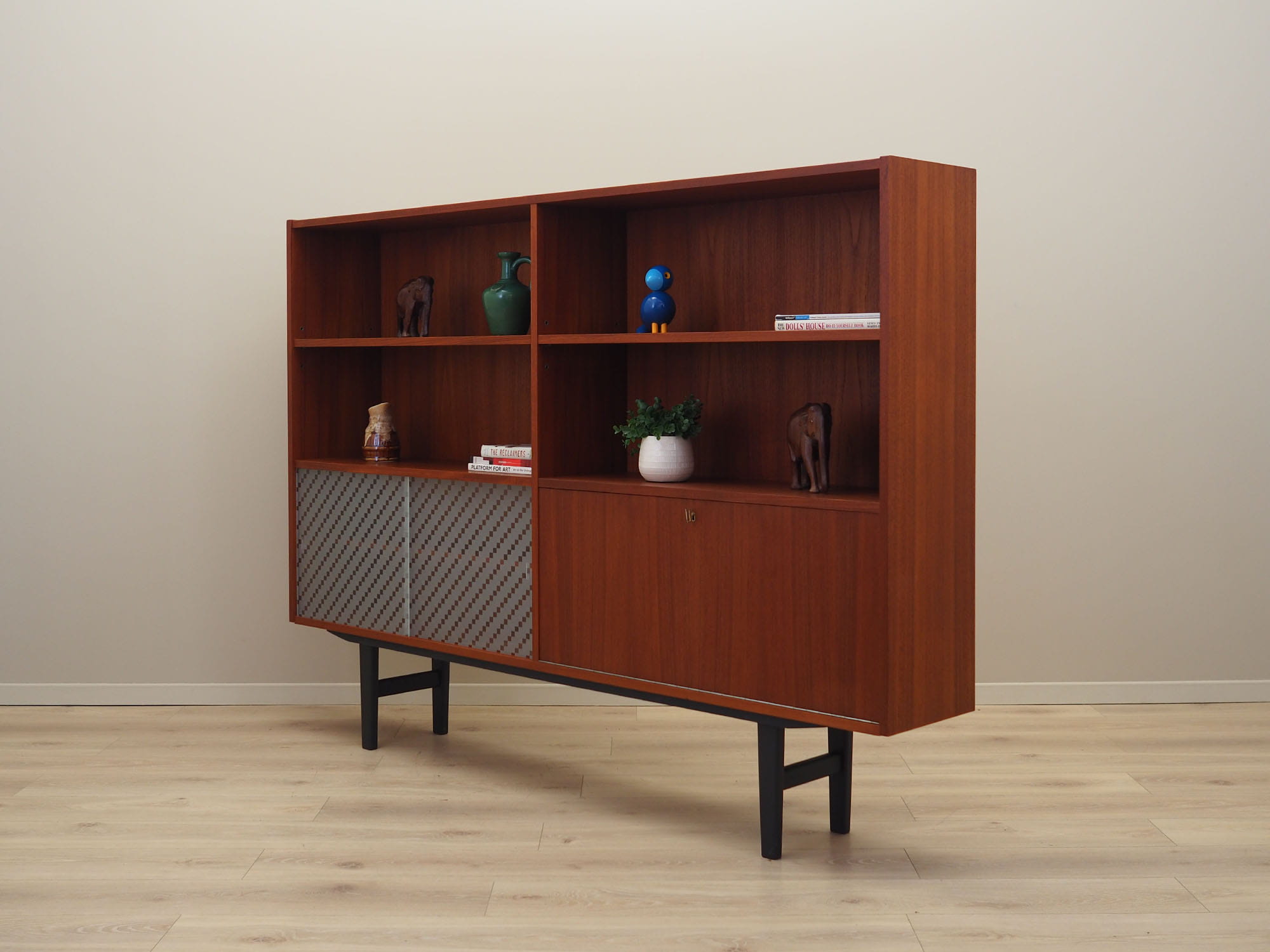 Vintage Bücherregal Teakholz Braun 1970er Jahre