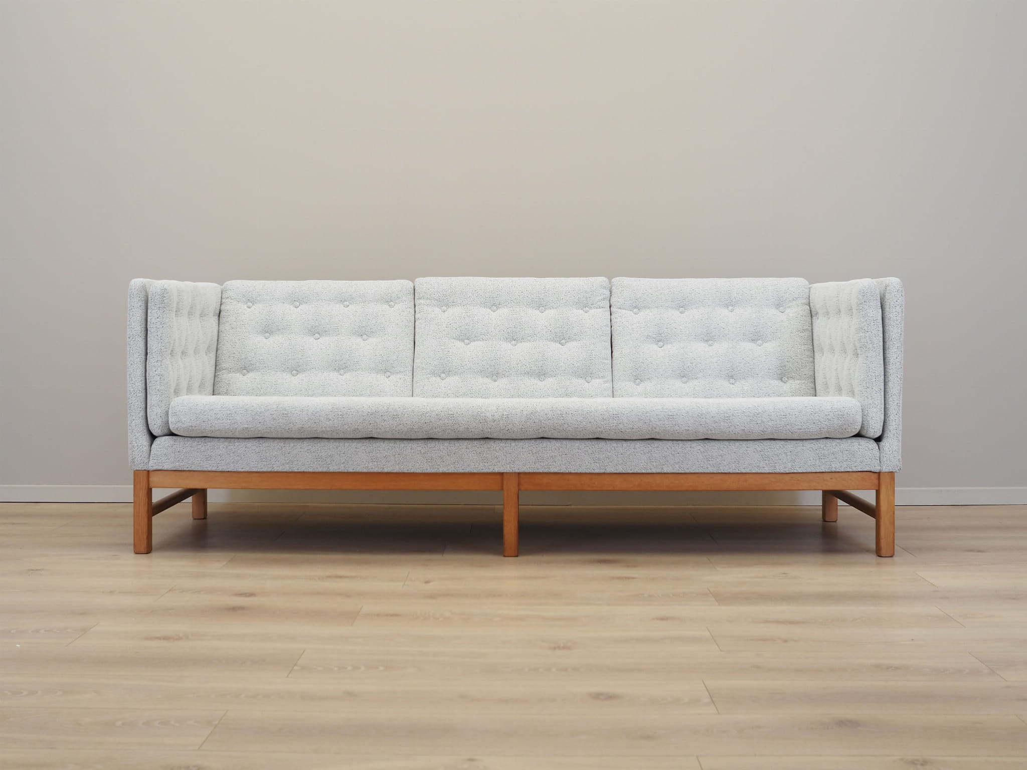 Vintage Sofa 3-seater Oak wood Textile Gray 1970s