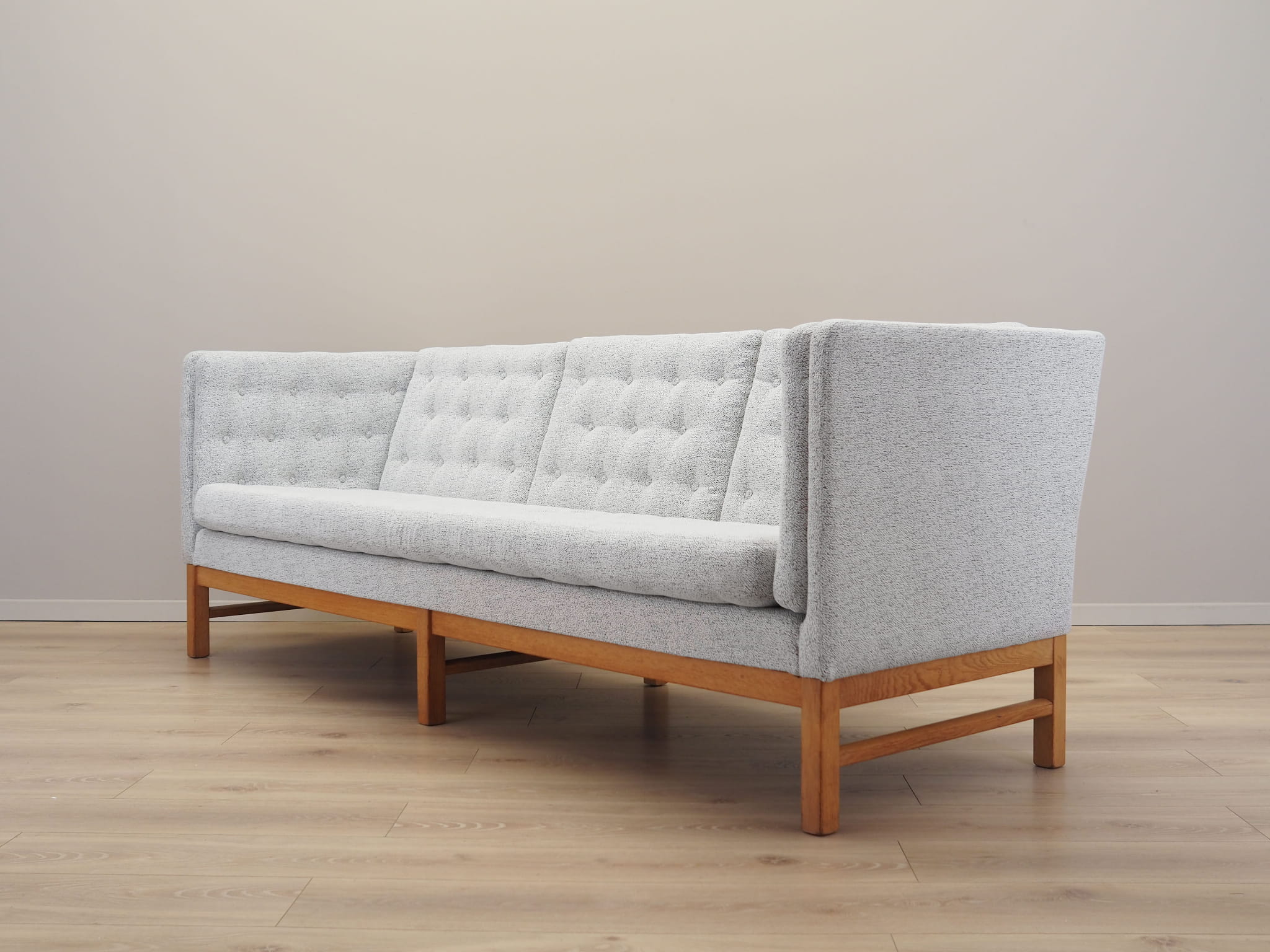 Vintage Sofa 3-seater Oak wood Textile Gray 1970s