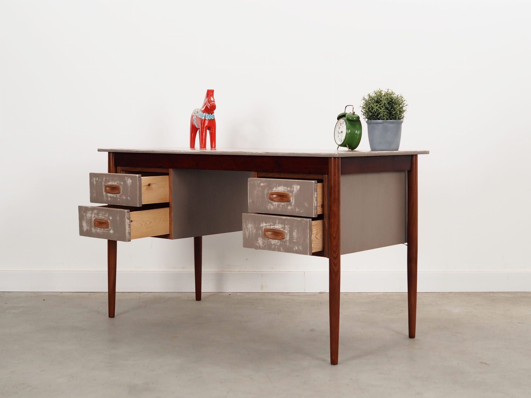 Vintage Desk Teak Wood Brown 1960s