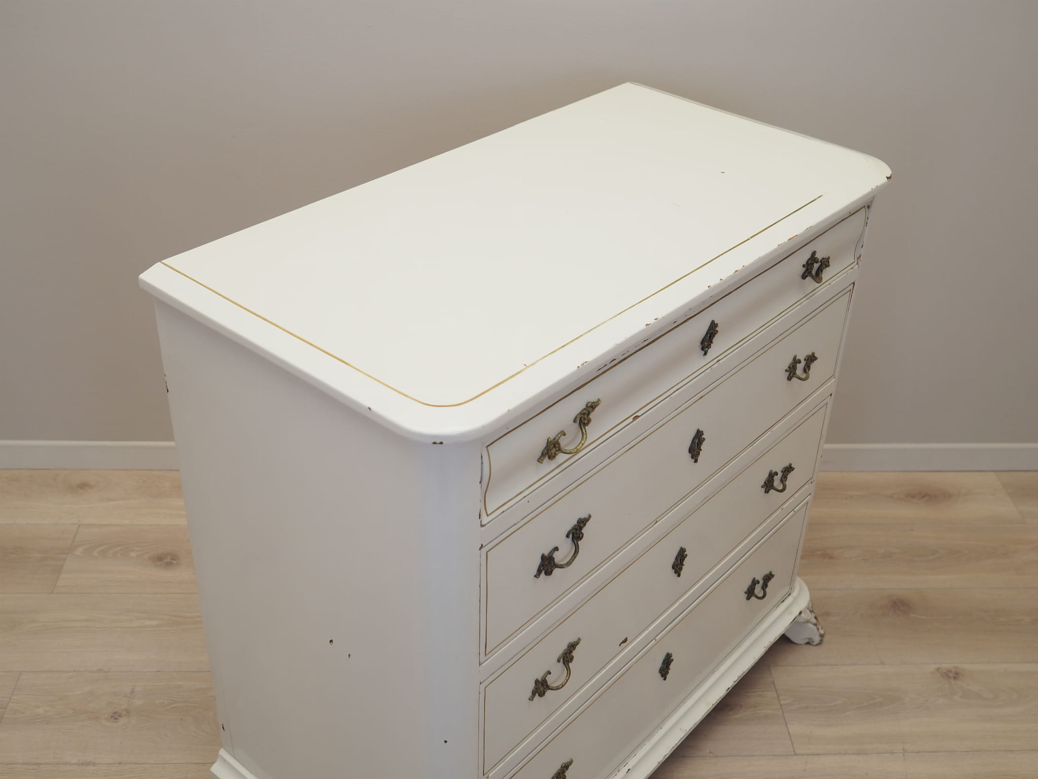 Vintage chest of drawers pine wood white 1950s