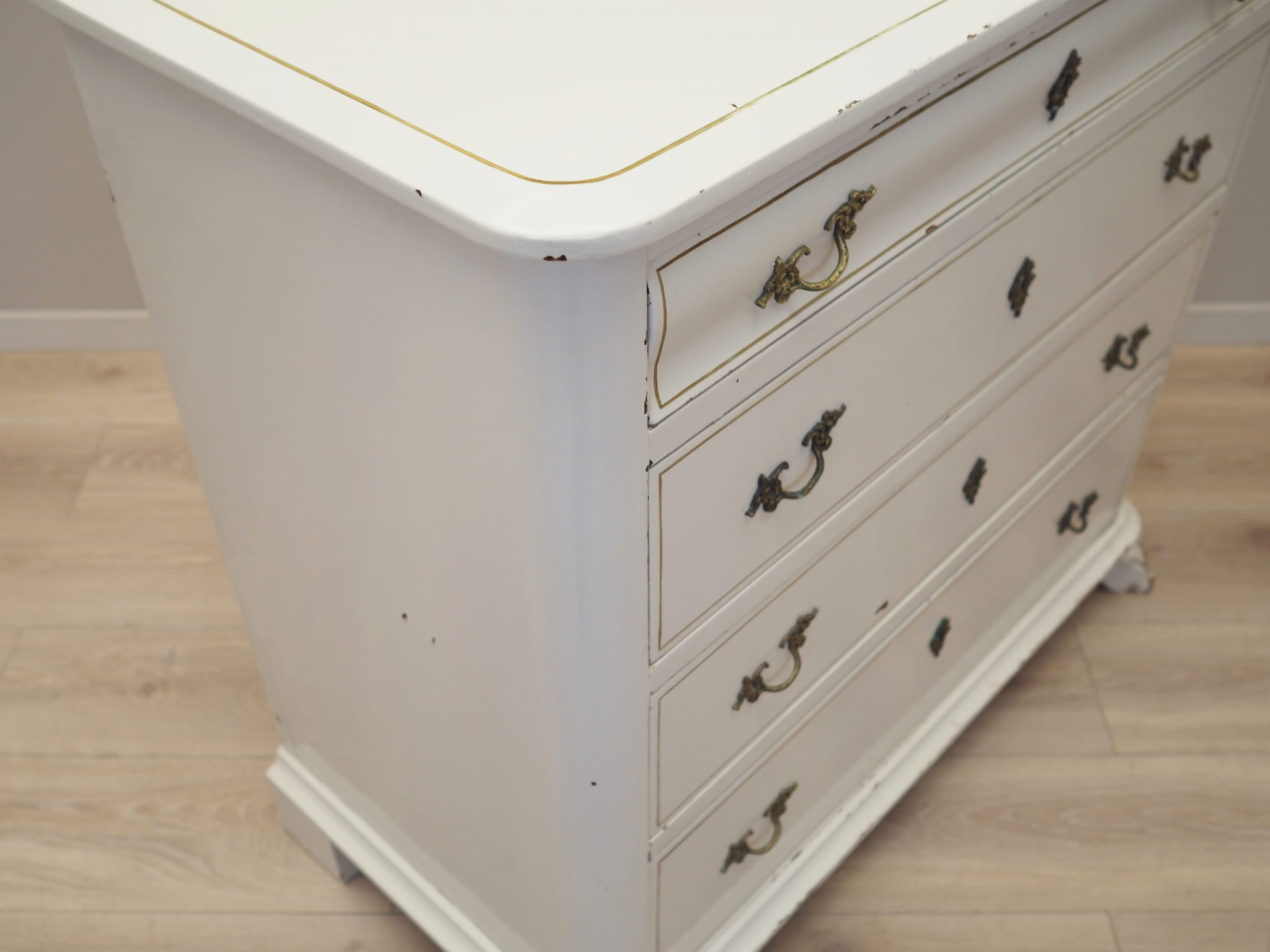 Vintage chest of drawers pine wood white 1950s