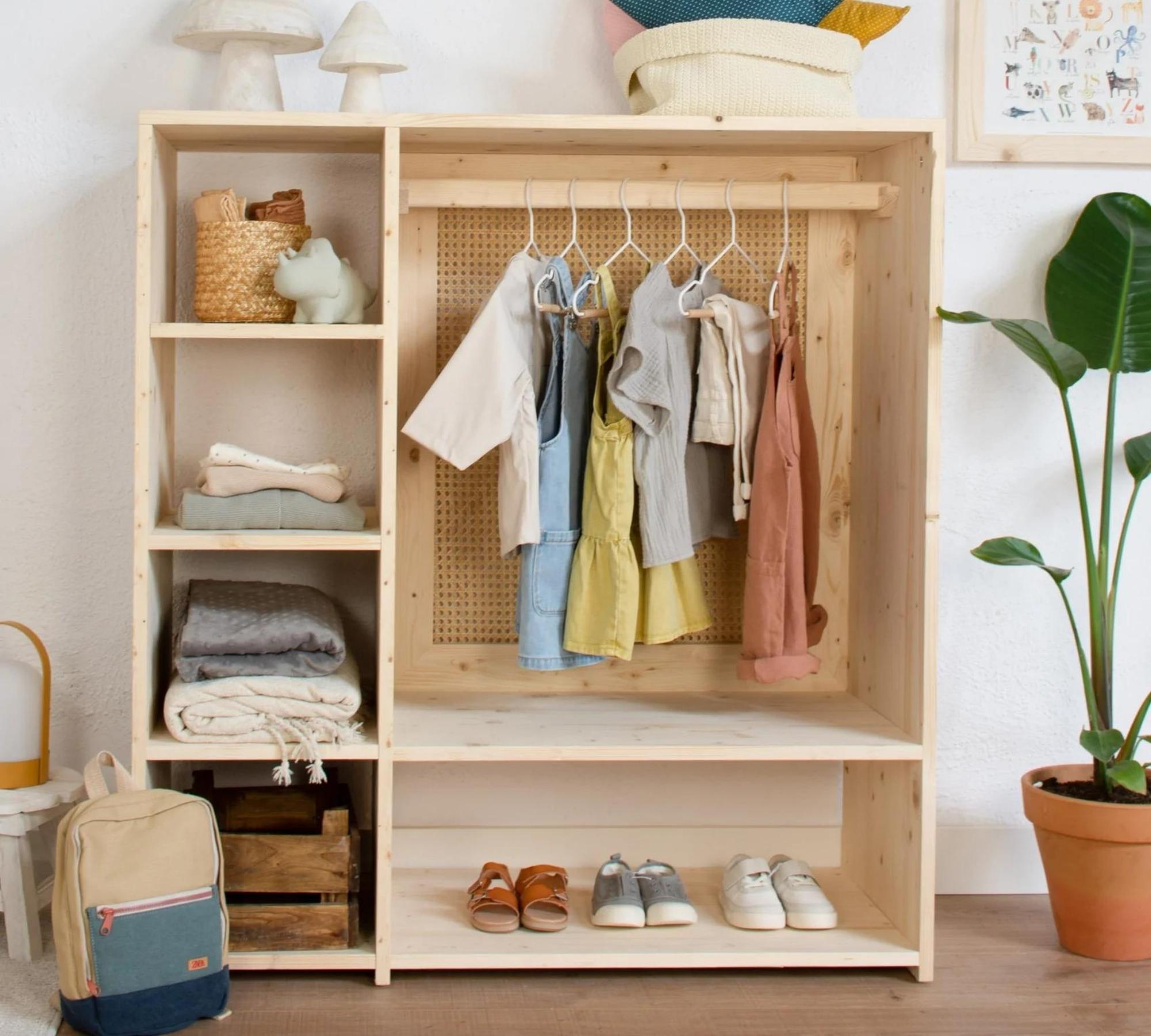 Garderobenschrank Kinderzimmer Holz Kiefer