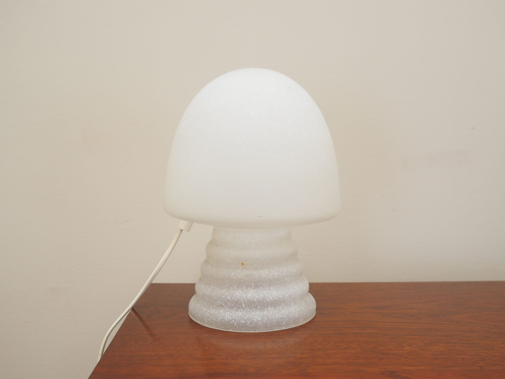 Vintage Table Lamp Glass Metal White 1970s