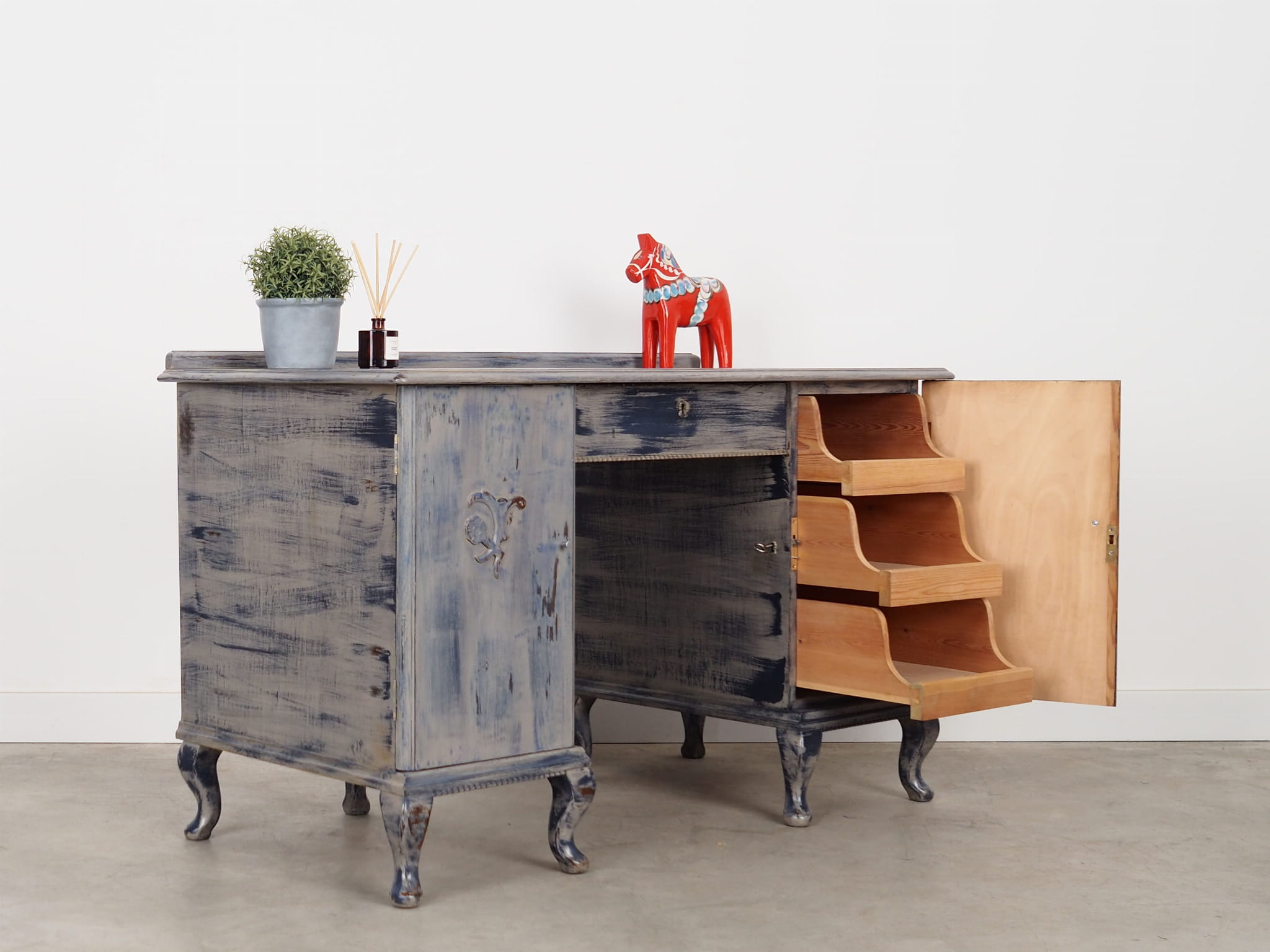 Vintage desk Pine grey 1960s