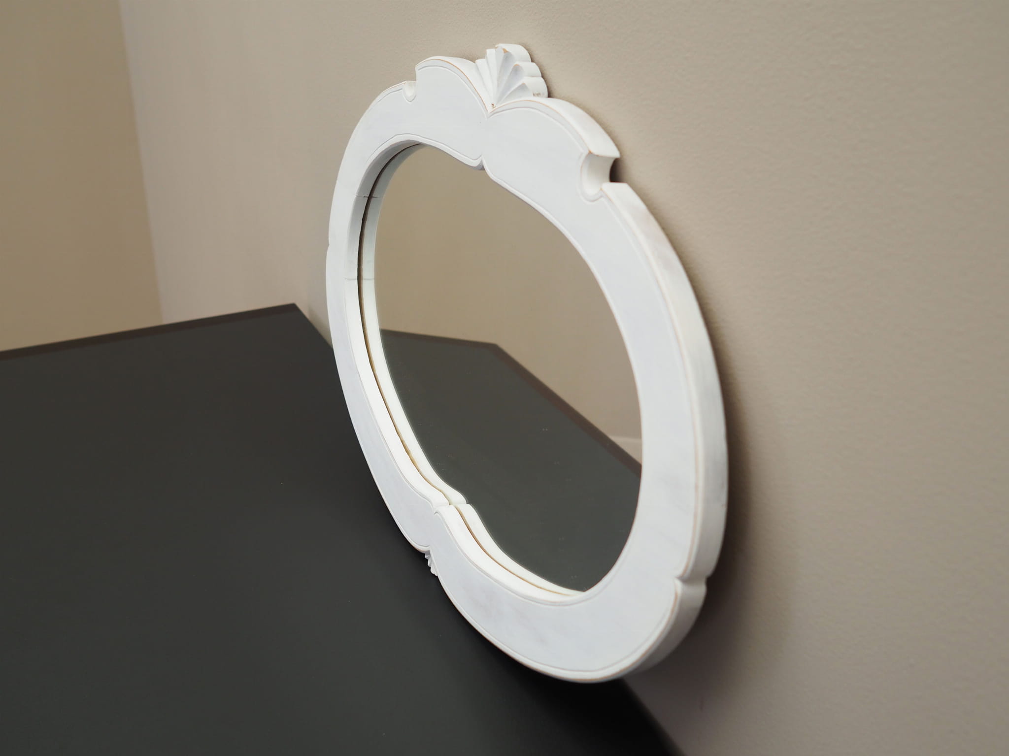 Vintage Mirror Pine White 1960s