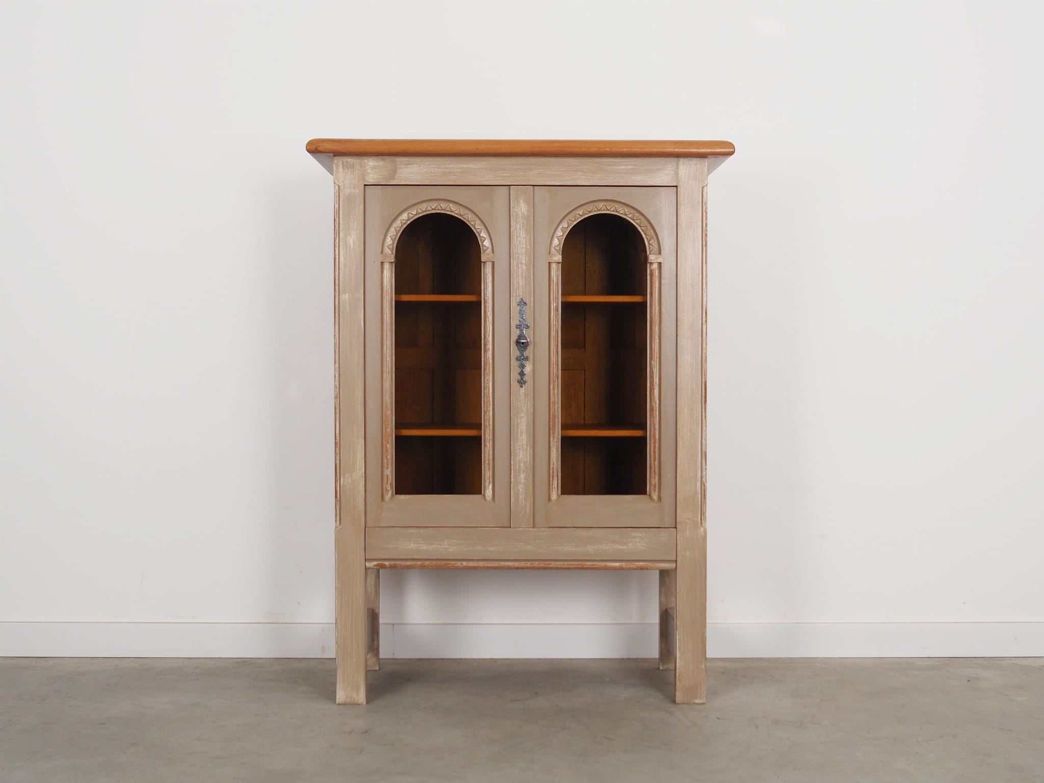 Vintage Display Cabinet Wood Grey 1960s 