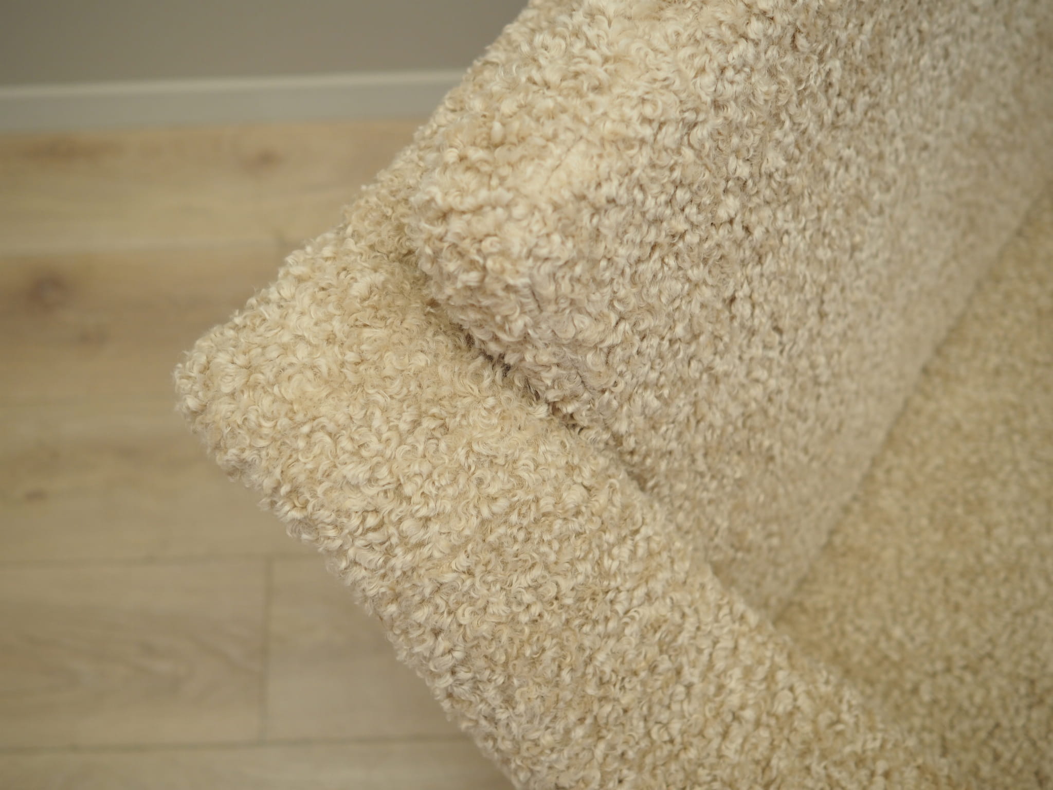 Poltrona Vintage Tessuto Legno Beige Anni '70
