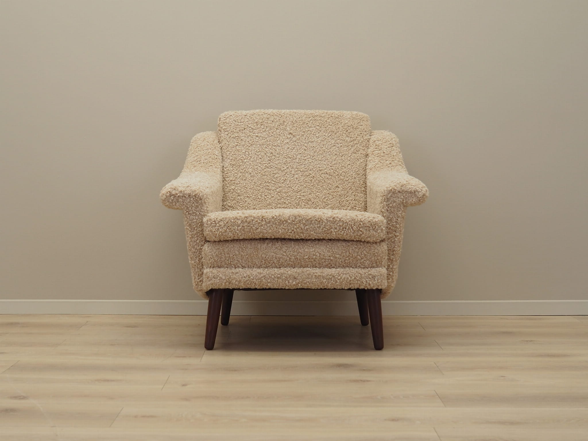 Vintage armchair textile wood beige 1970s