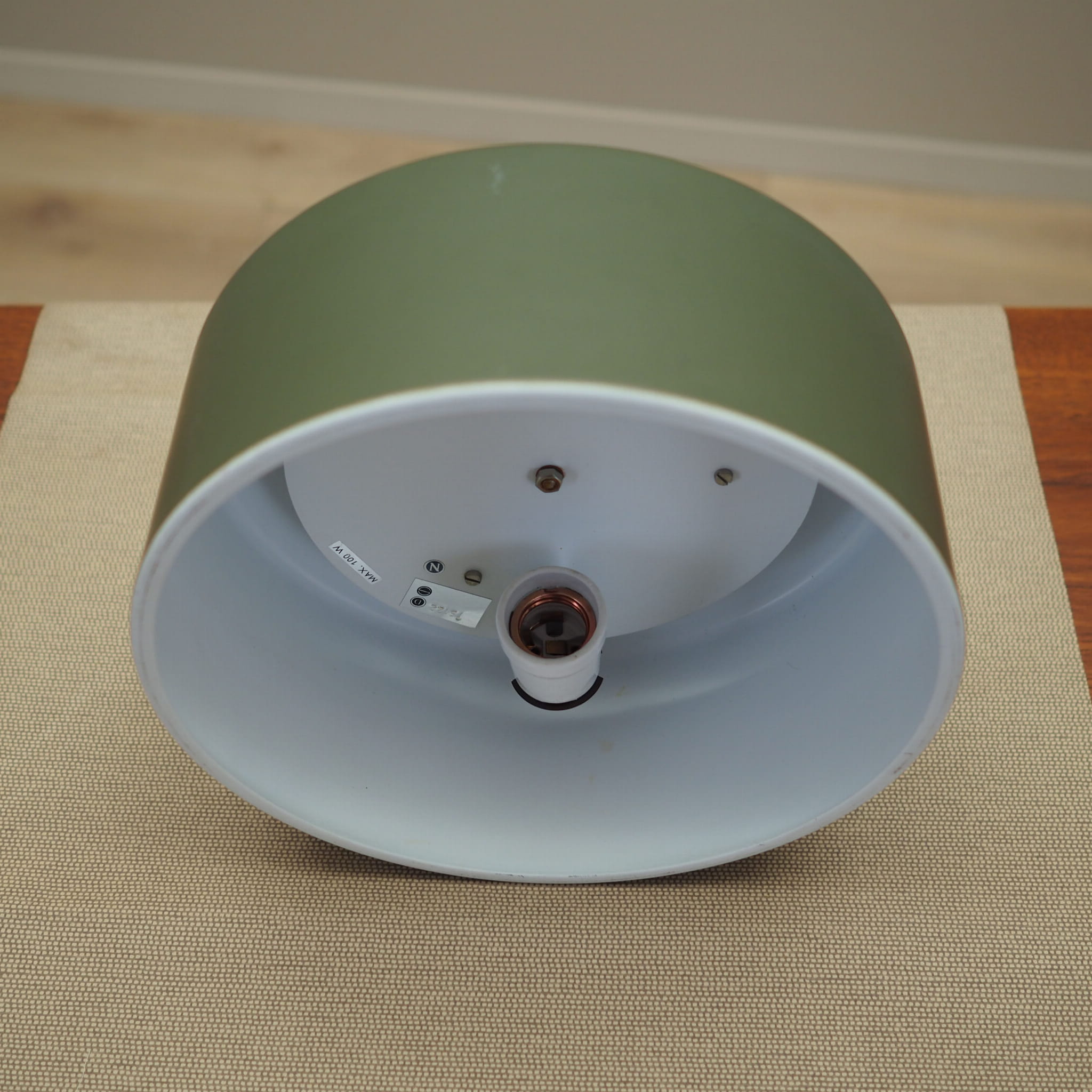 Vintage Pendant Light Metal Green 1990s