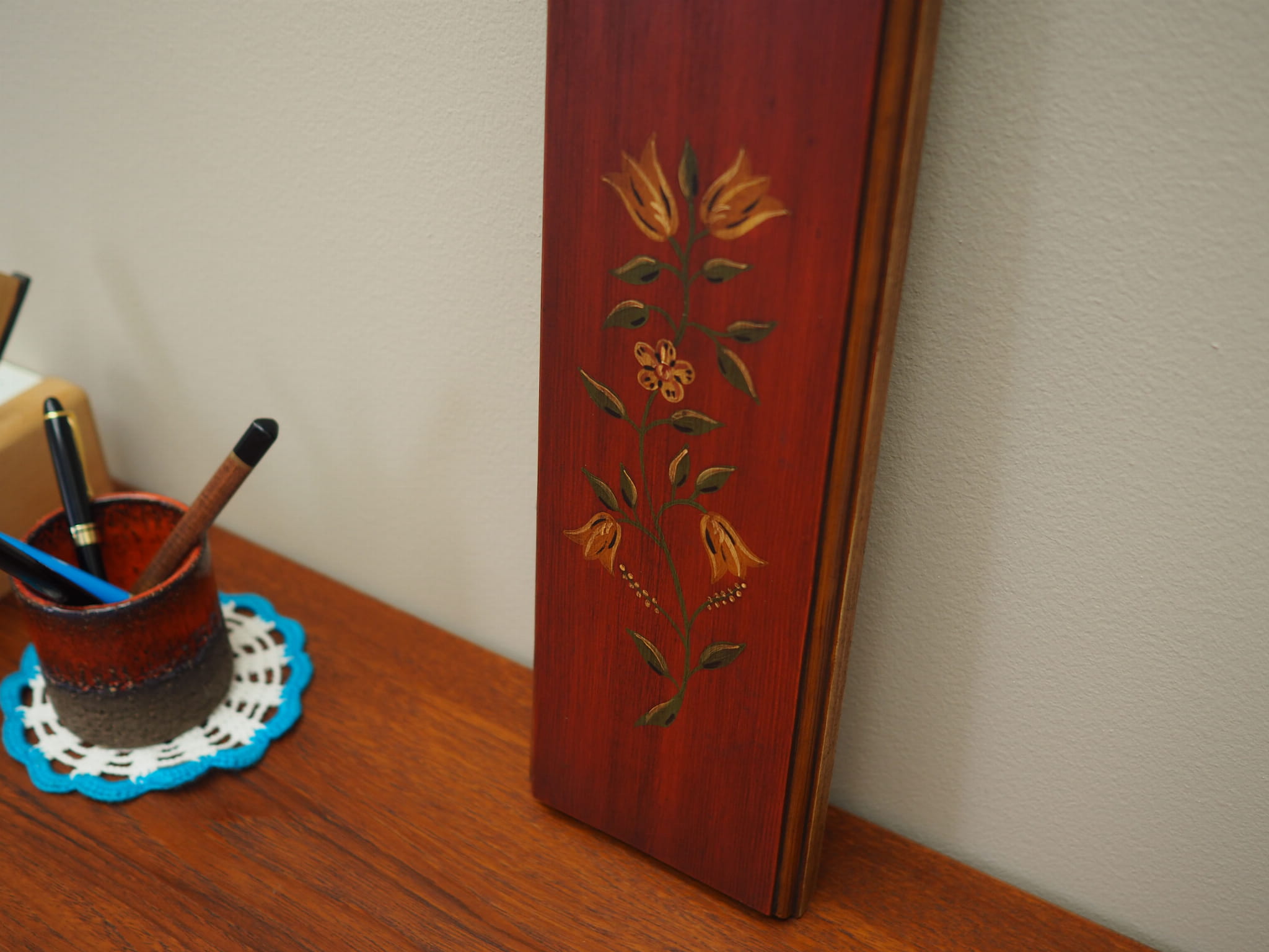 Vintage wall decoration wood brown 1970s