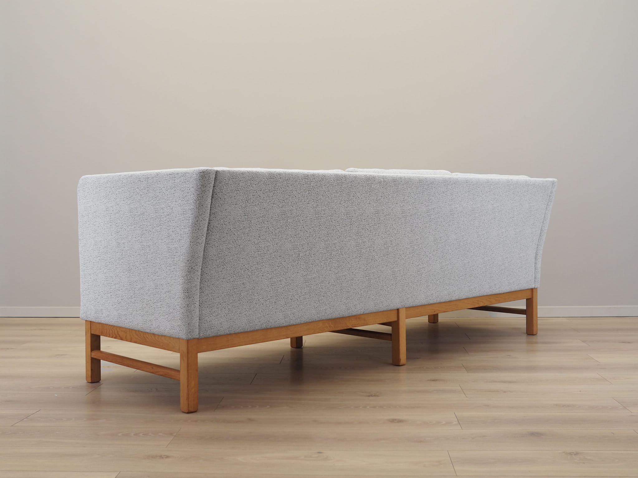 Vintage Sofa 3-seater Oak wood Textile Gray 1970s