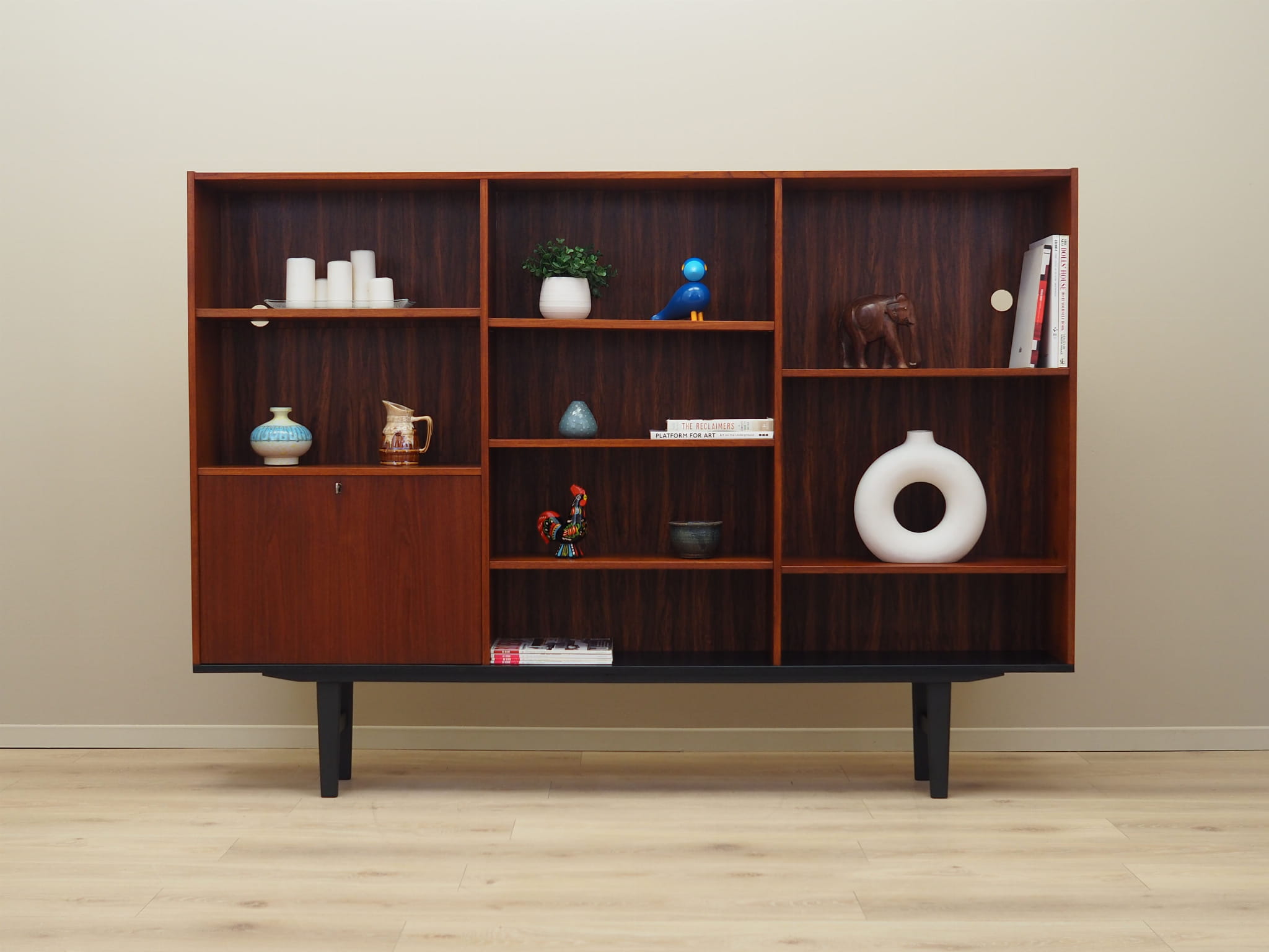 Vintage Bookshelf Teak Wood Brown 1970s