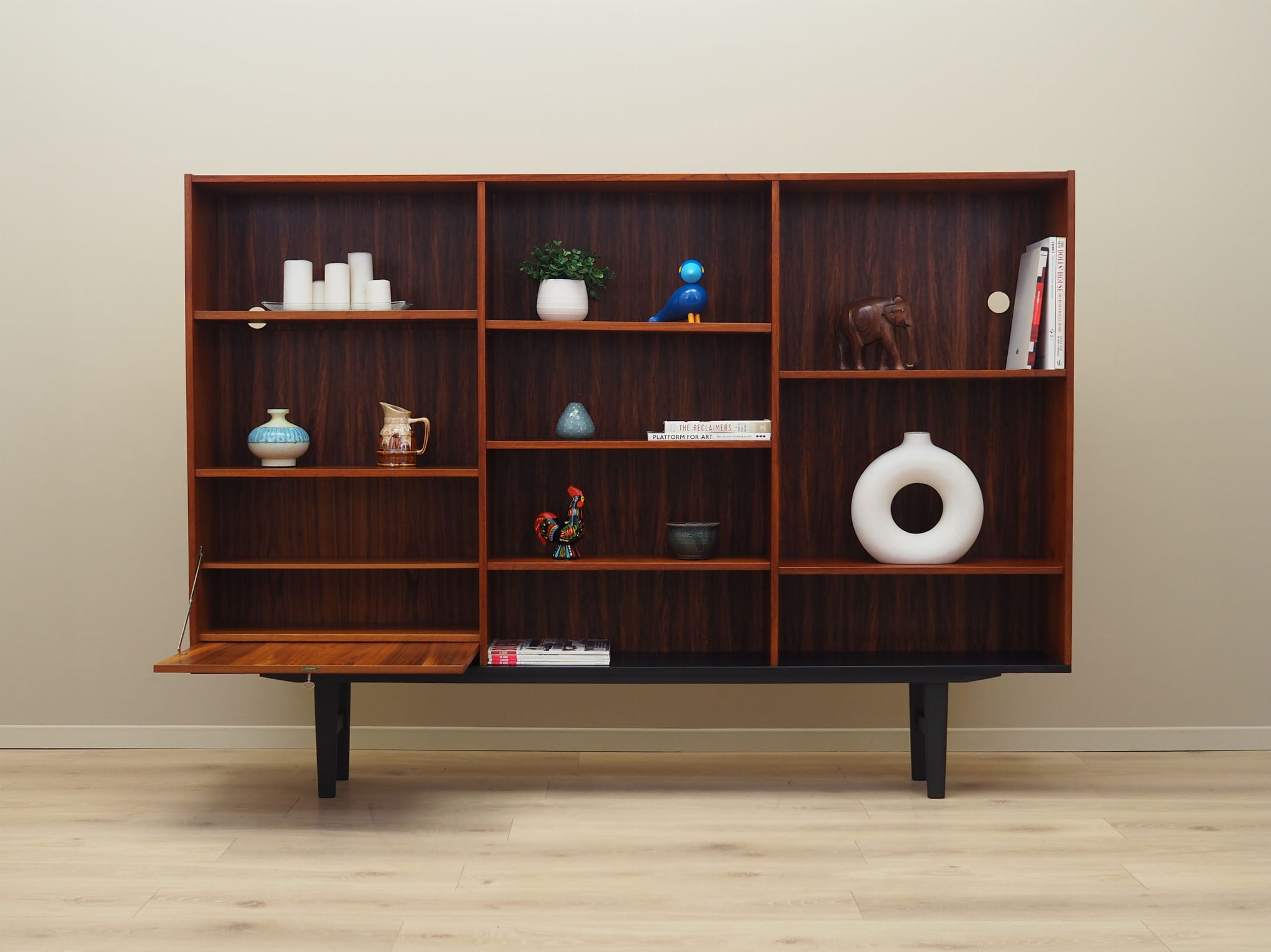 Vintage Bookshelf Teak Wood Brown 1970s