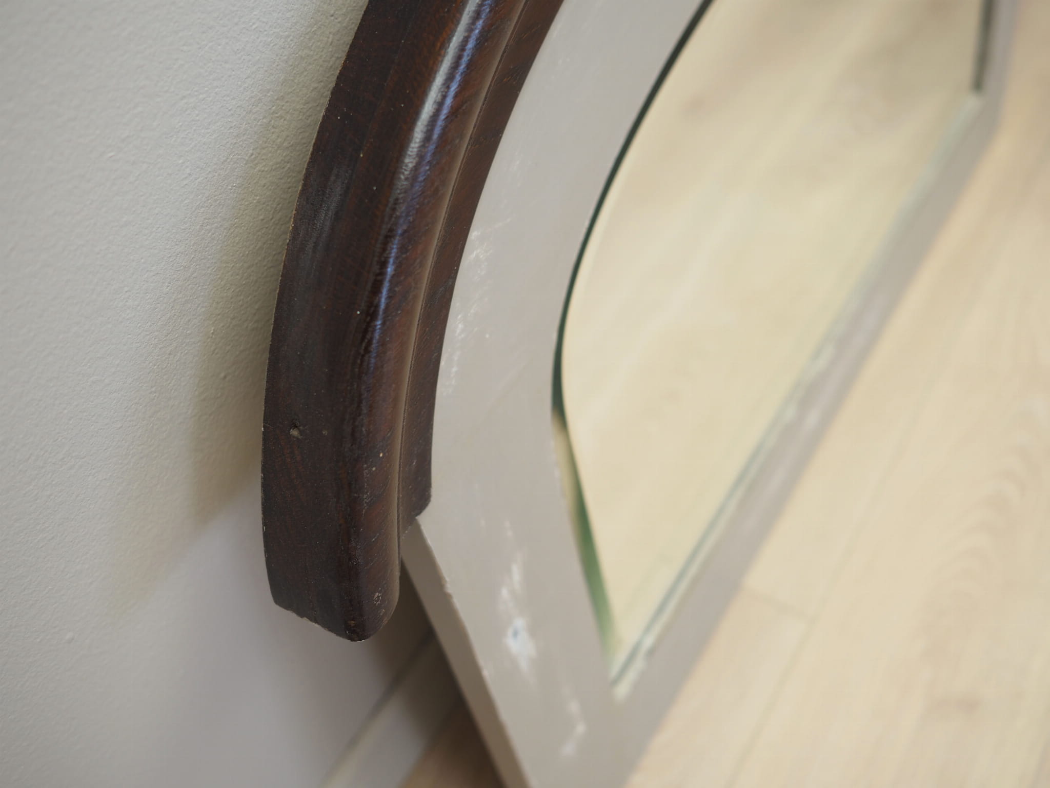 Vintage Mirror Oak Wood Brown 1960s