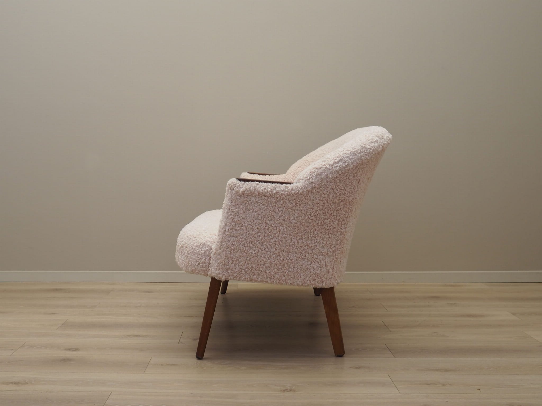 Vintage Sofa Fabric Wood Cream 1970s