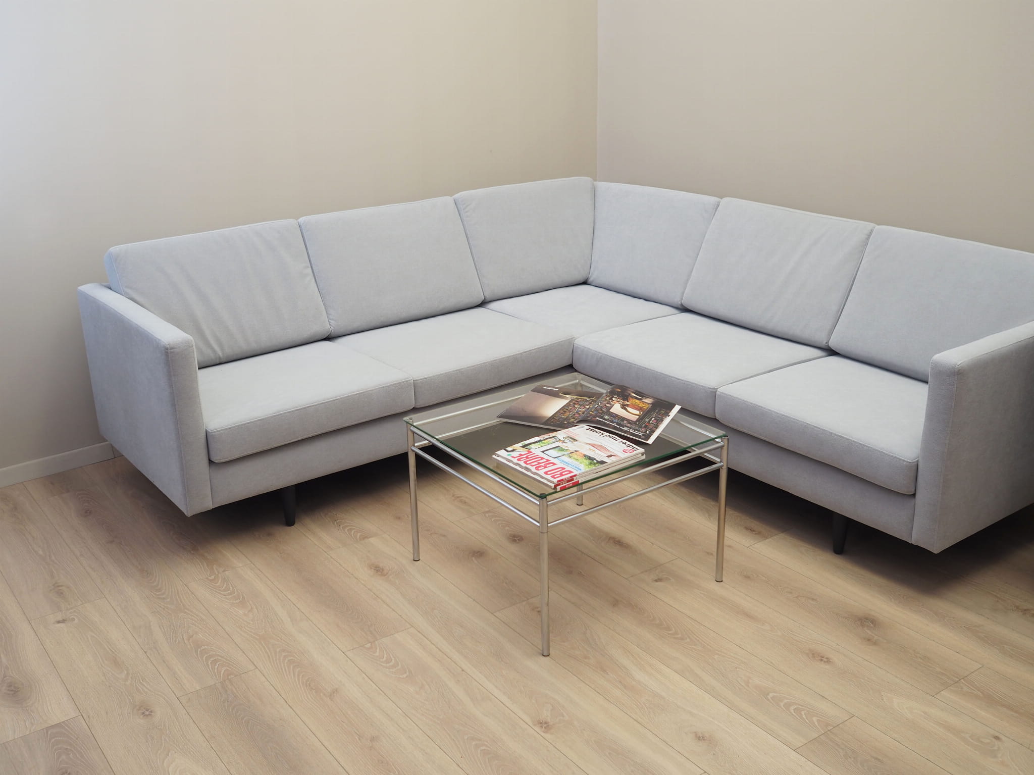 Corner sofa textile grey 1990s