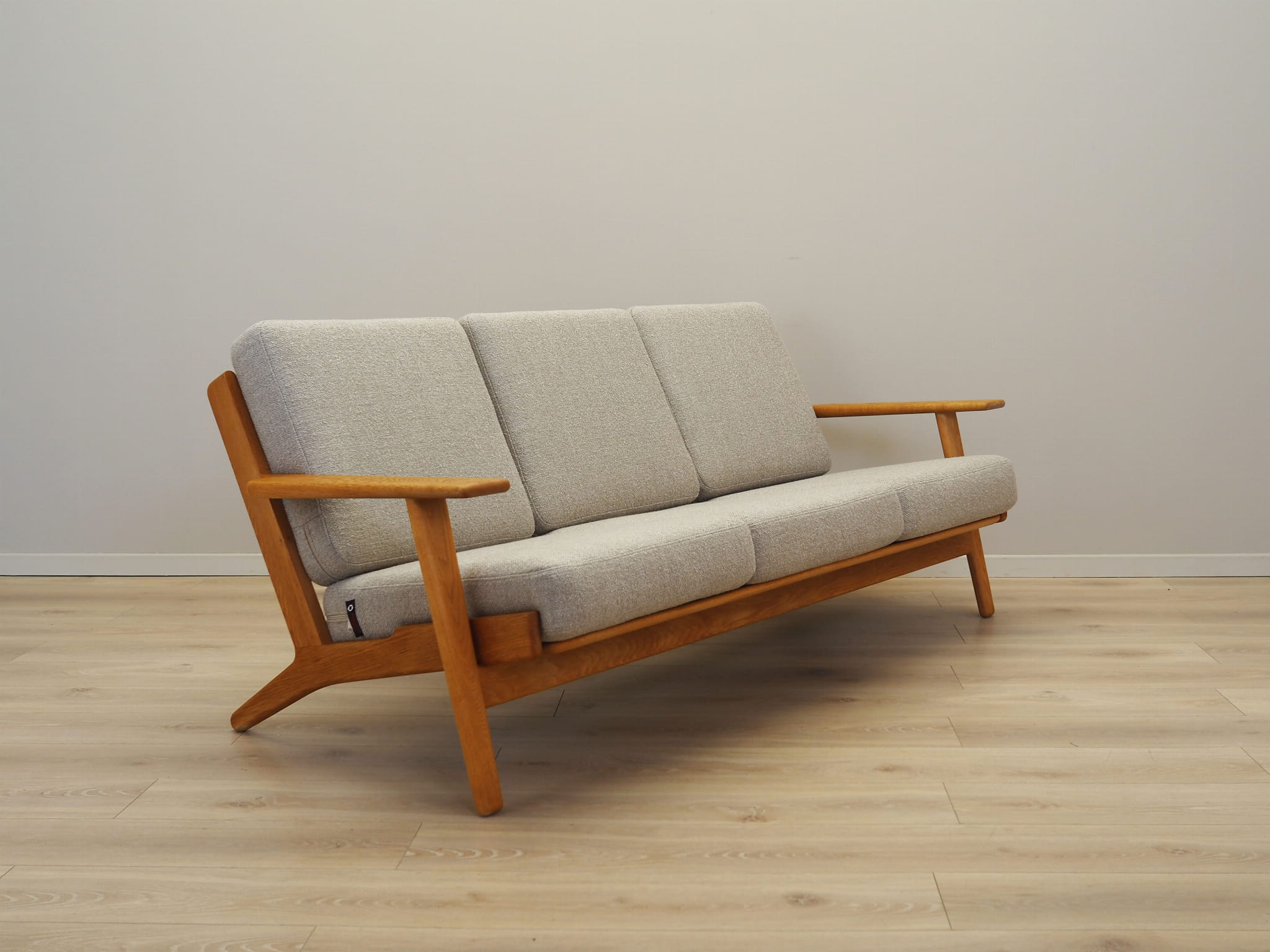 Vintage Sofa Oak Wood Textile Grey 1960s