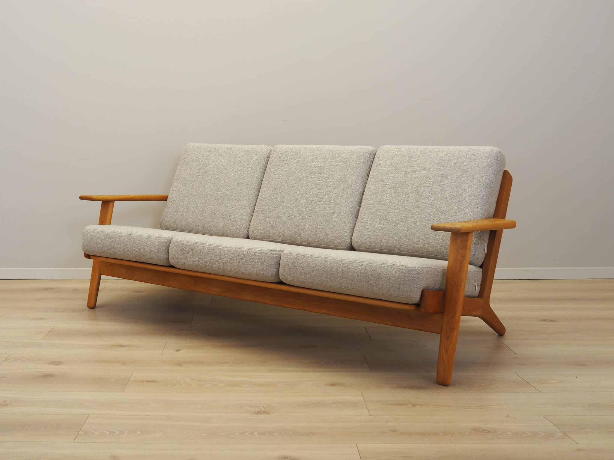 Vintage Sofa Oak Wood Textile Grey 1960s