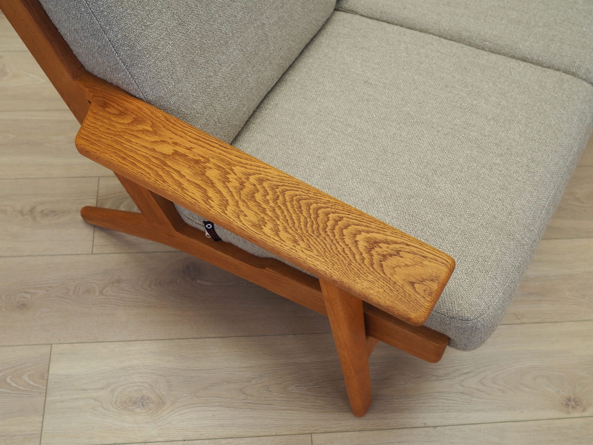 Vintage Sofa Oak Wood Textile Grey 1960s