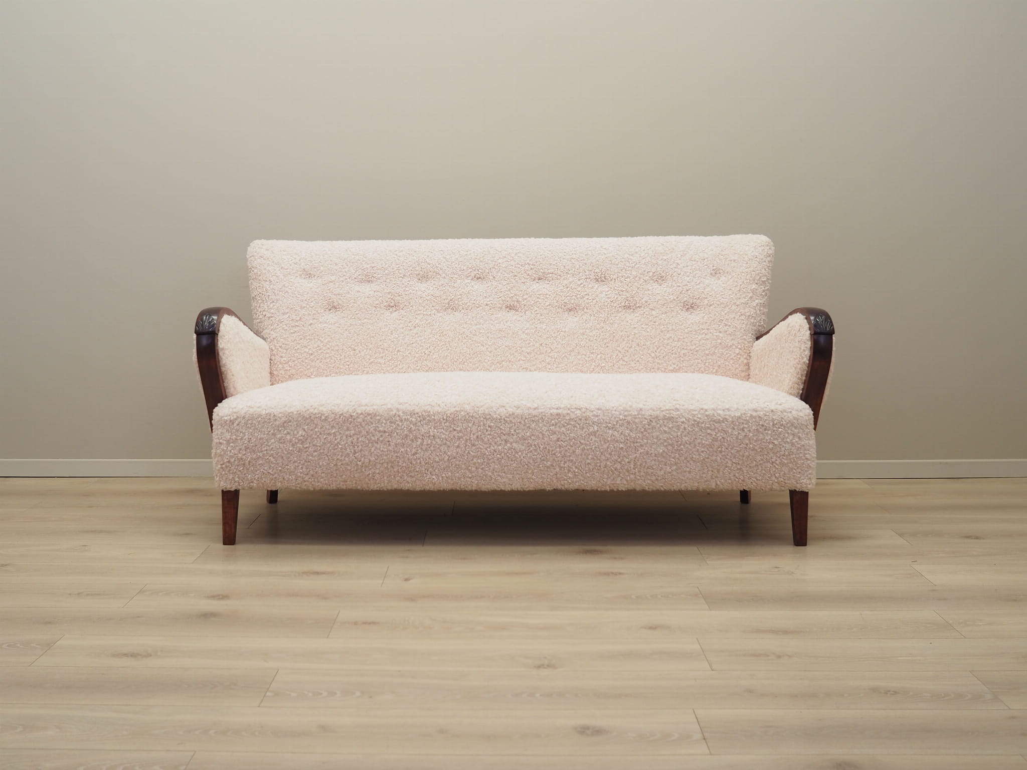 Vintage Sofa Beech wood Beige Fabric 1960s
