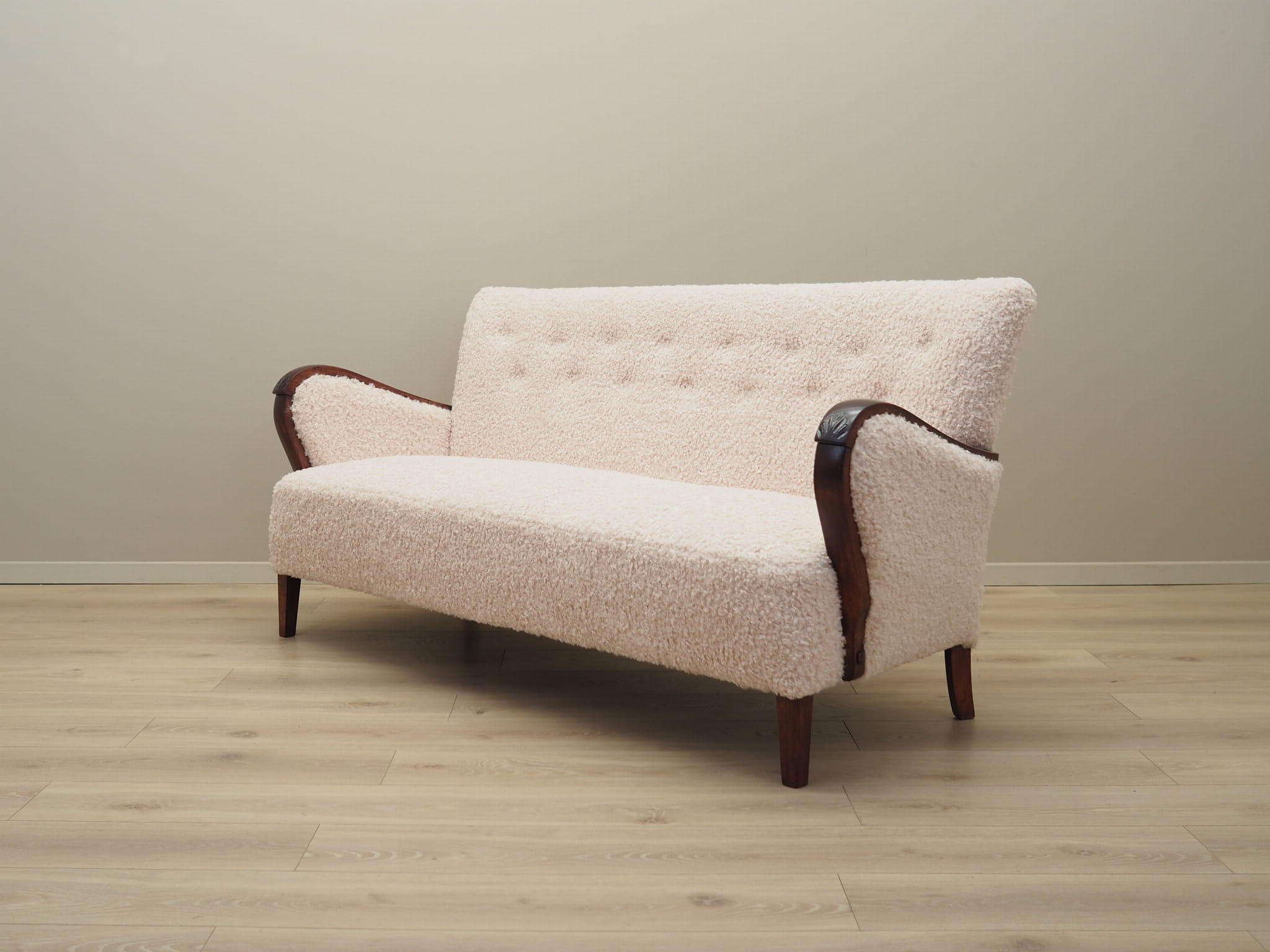 Vintage Sofa Beech wood Beige Fabric 1960s