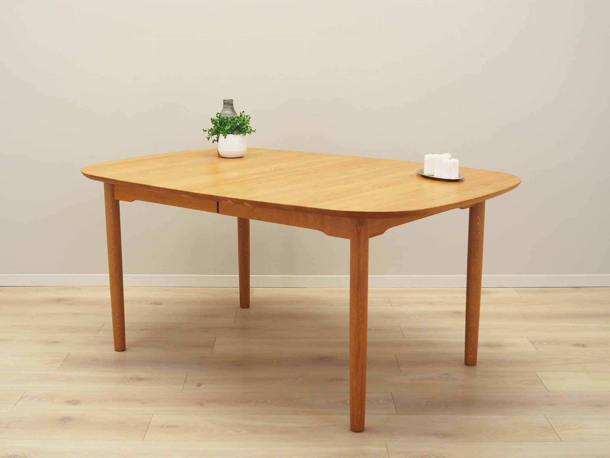 Vintage Dining Table Ash Wood Brown 1960s