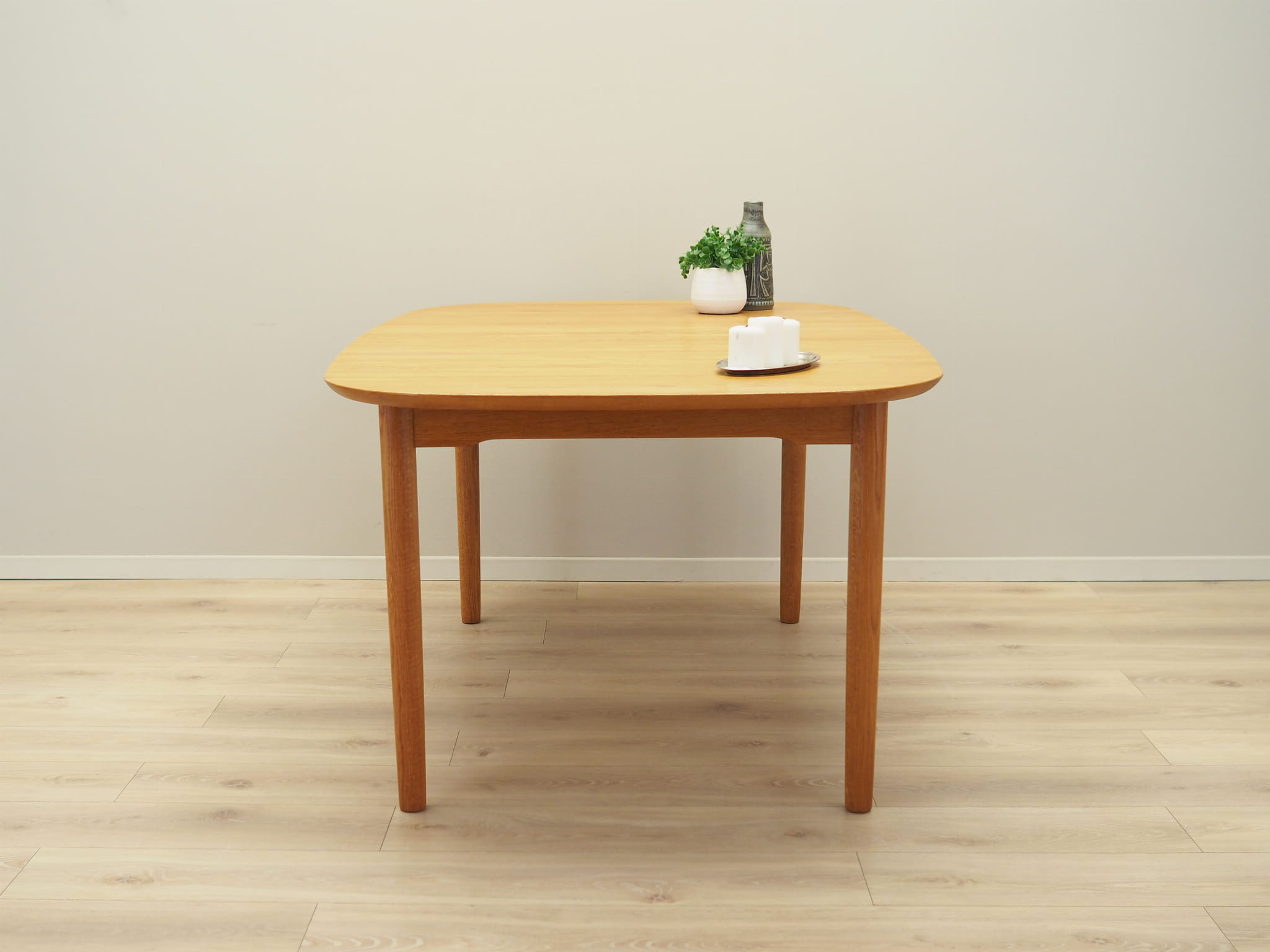 Vintage Dining Table Ash Wood Brown 1960s
